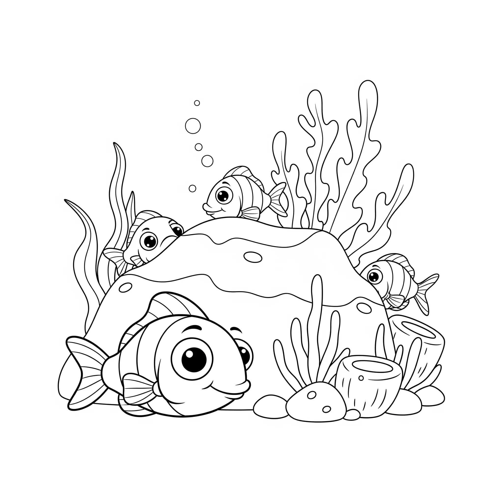 coloriage Poisson cache cache et dessins