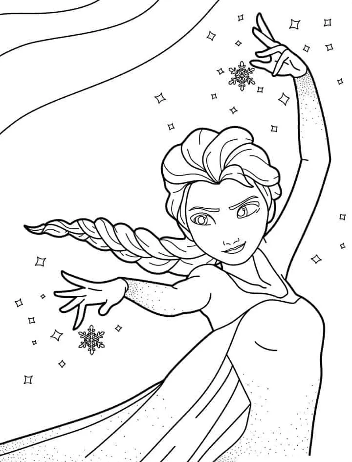 coloriage Reine Des Neiges à imprimer pour enfant de 6 ans