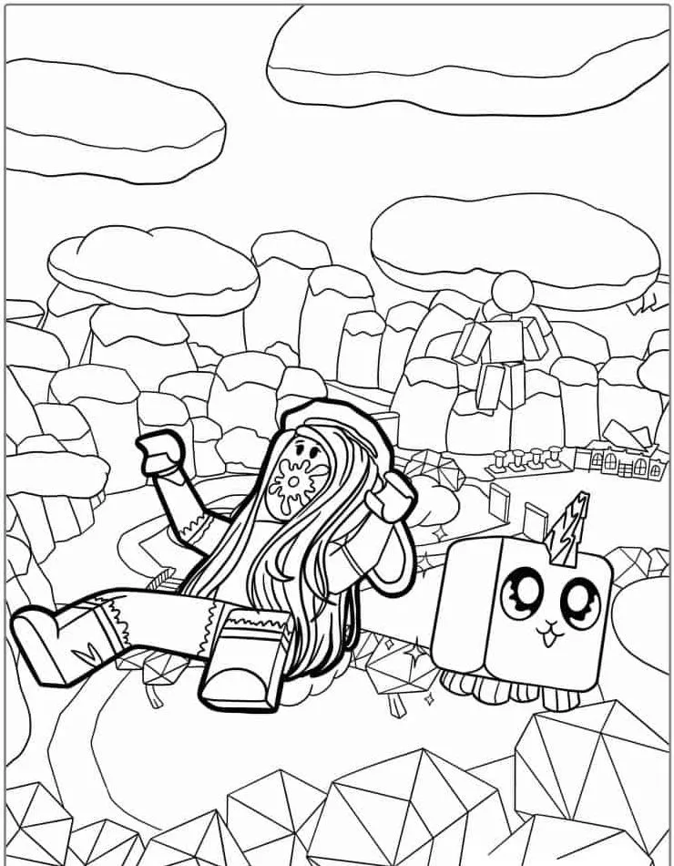 coloriage Roblox et découpage à imprimer