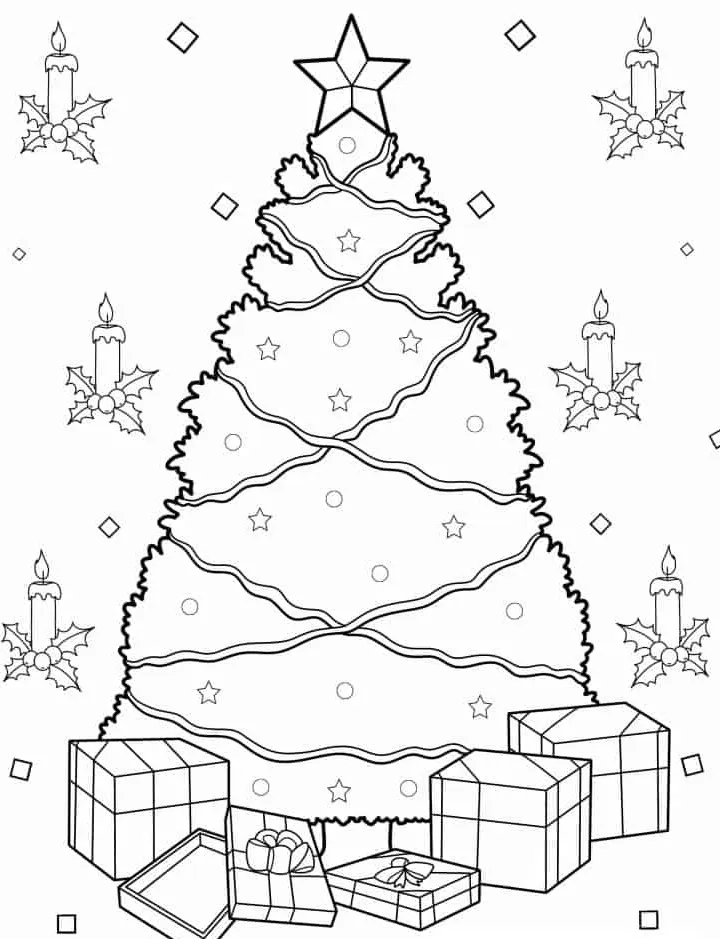 coloriage Sapin et découpage à imprimer