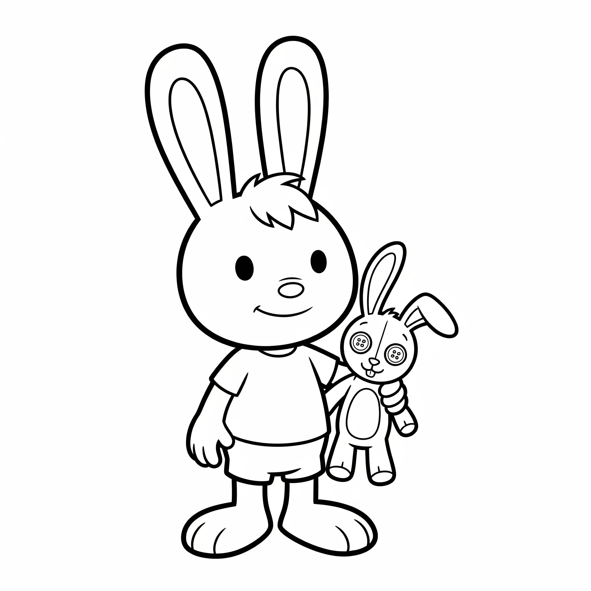 coloriage Simon et son doudou, Lapin d'enfant a imprimer