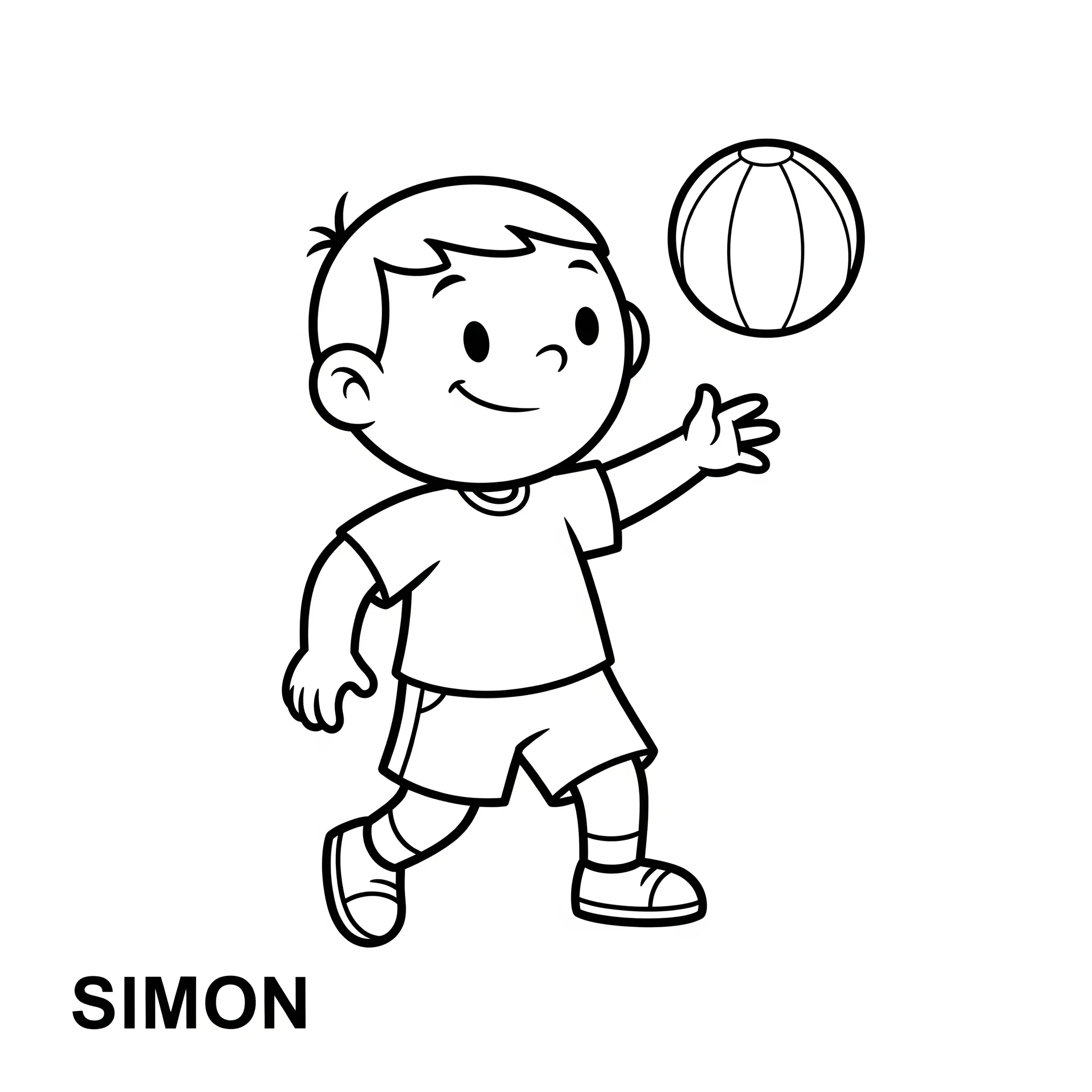 coloriage Simon joue avec une balle à imprimer
