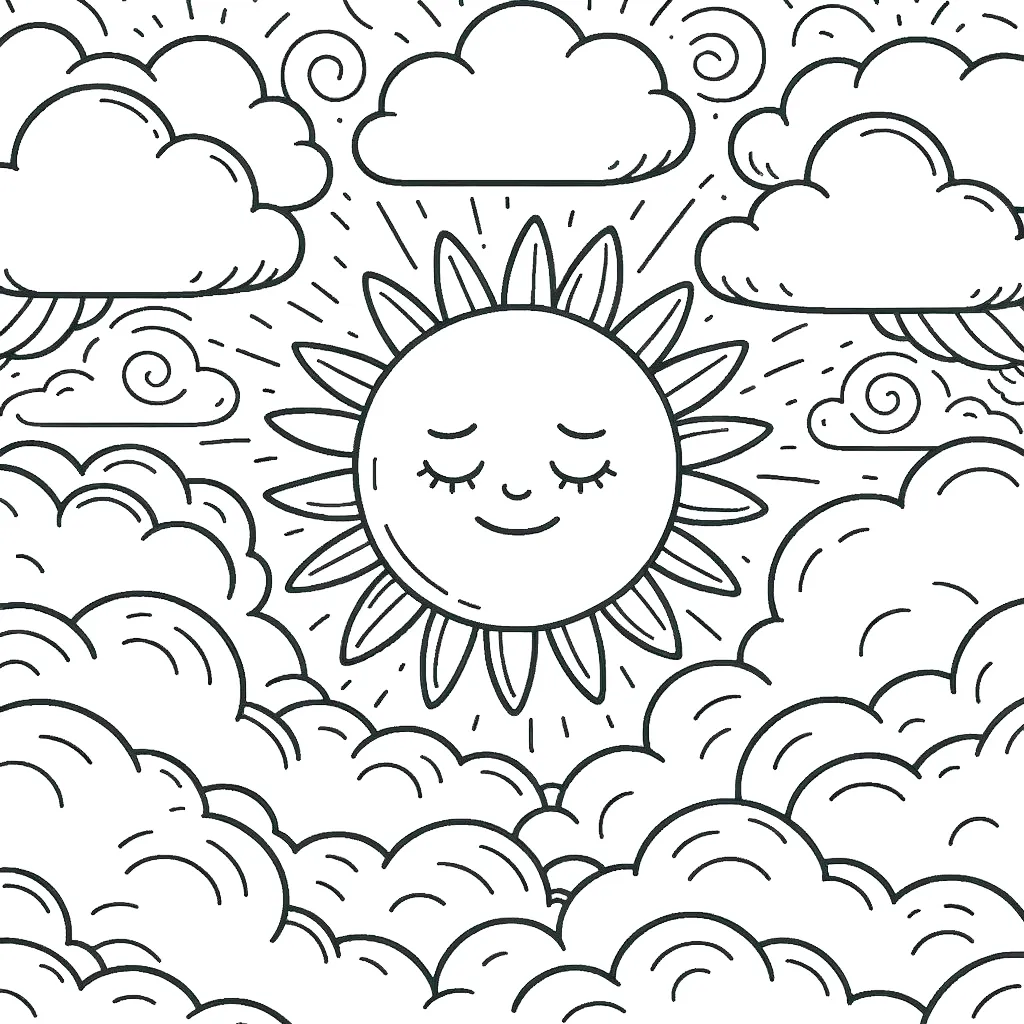 coloriage Soleil pour enfants a imprimer 1