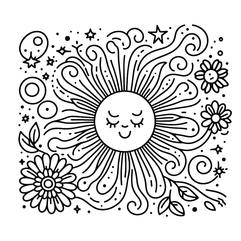 coloriage Soleil et decoupage