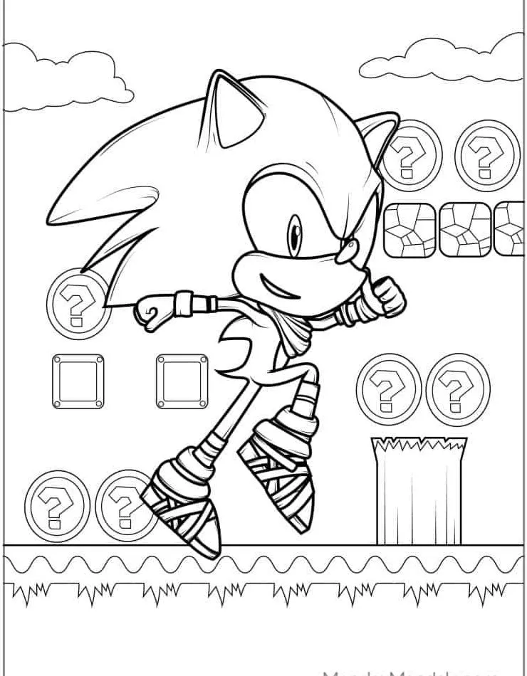 coloriage Sonic a imprimer pour enfant de 4 ans