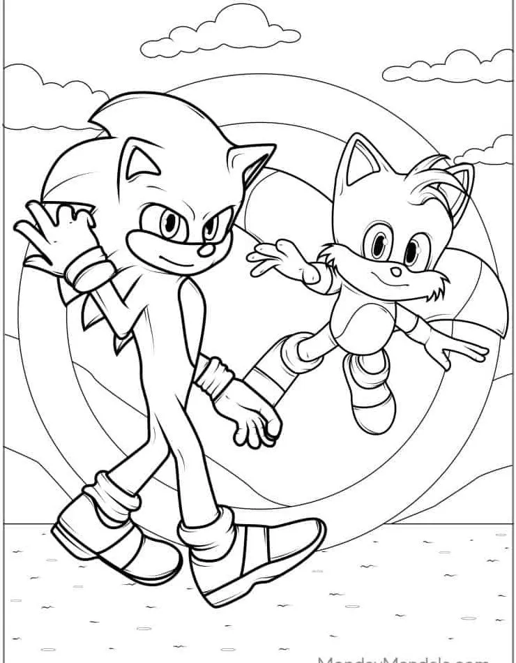 coloriage Sonic et decoupage a imprimer gratuit 2