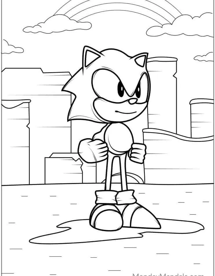 coloriage Sonic pour primaire 1