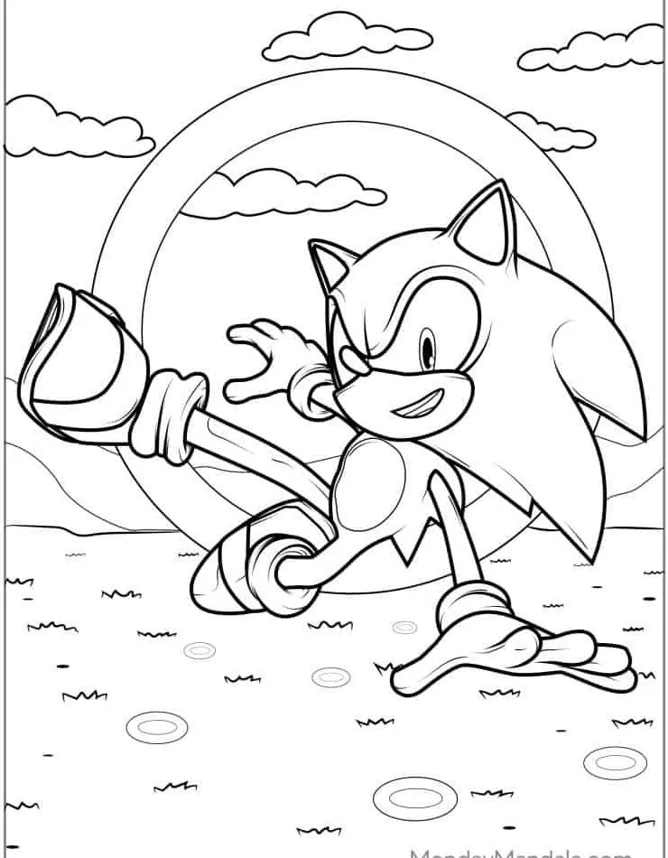 coloriage Sonic à imprimer pour enfants