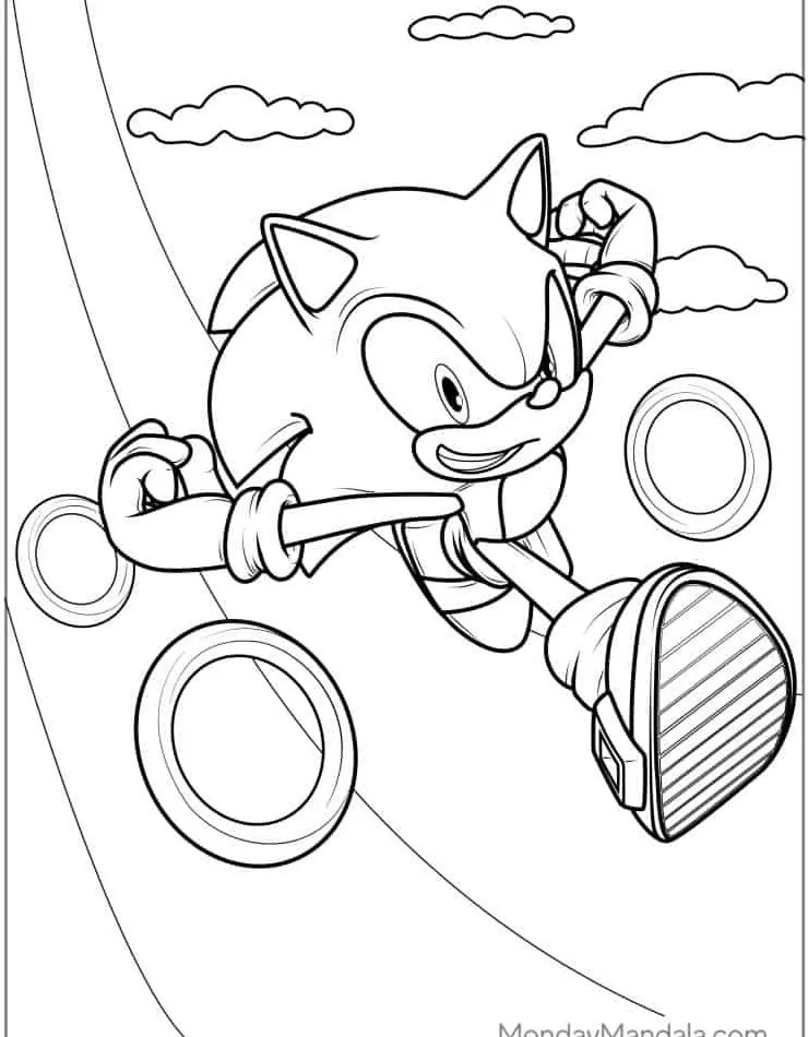 coloriage Sonic pour enfant de 8 ans