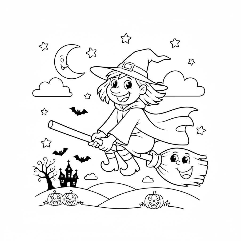 coloriage Sorcière Halloween pour enfant