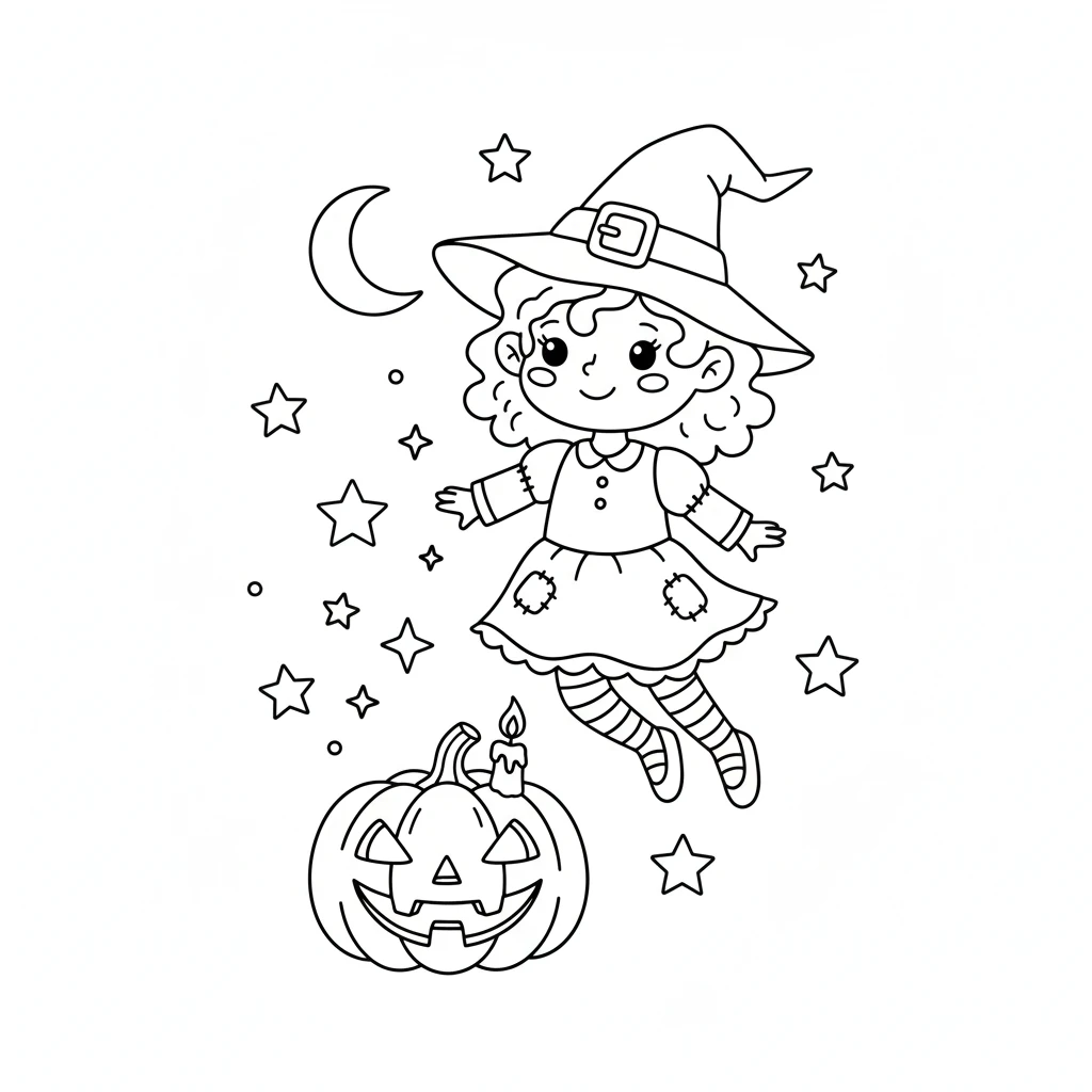 coloriage Sorcière Halloween pour enfant