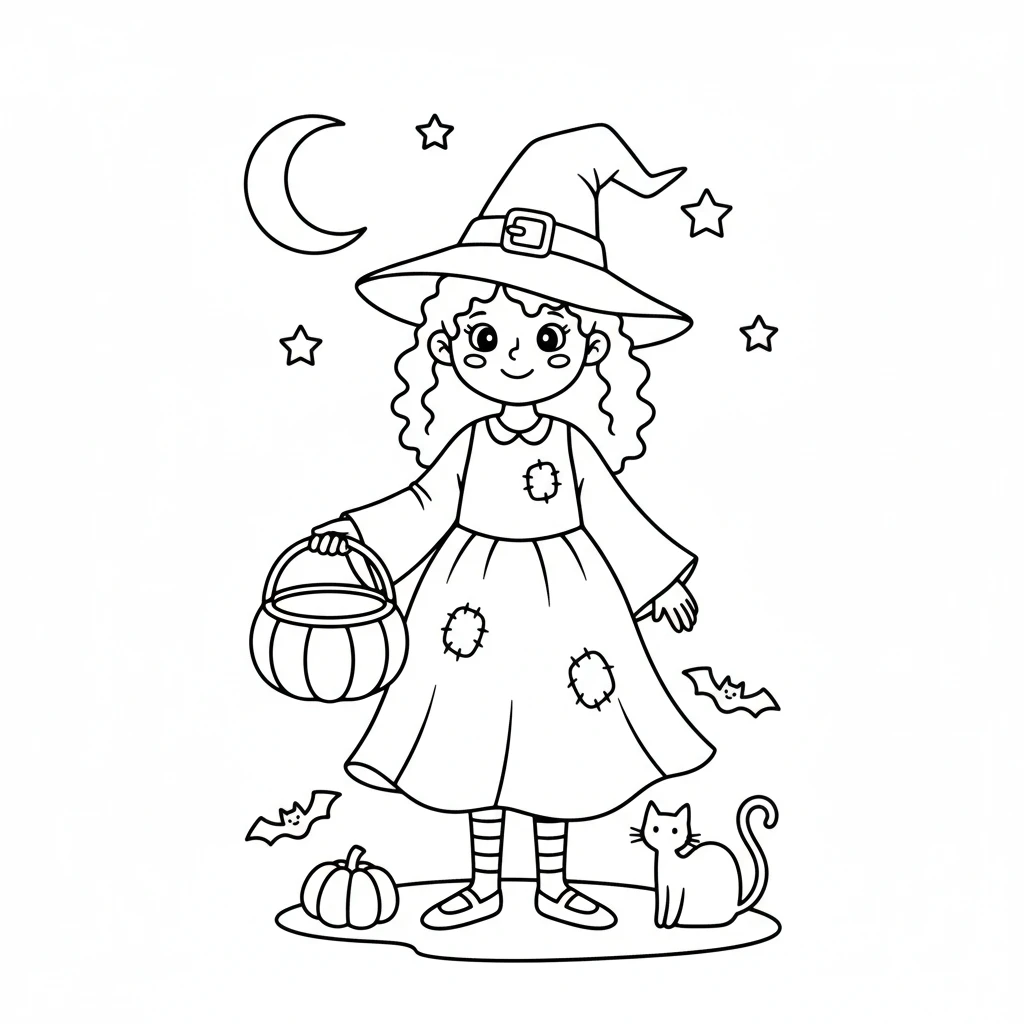 coloriage Sorcière Halloween pour enfant de à imprimer
