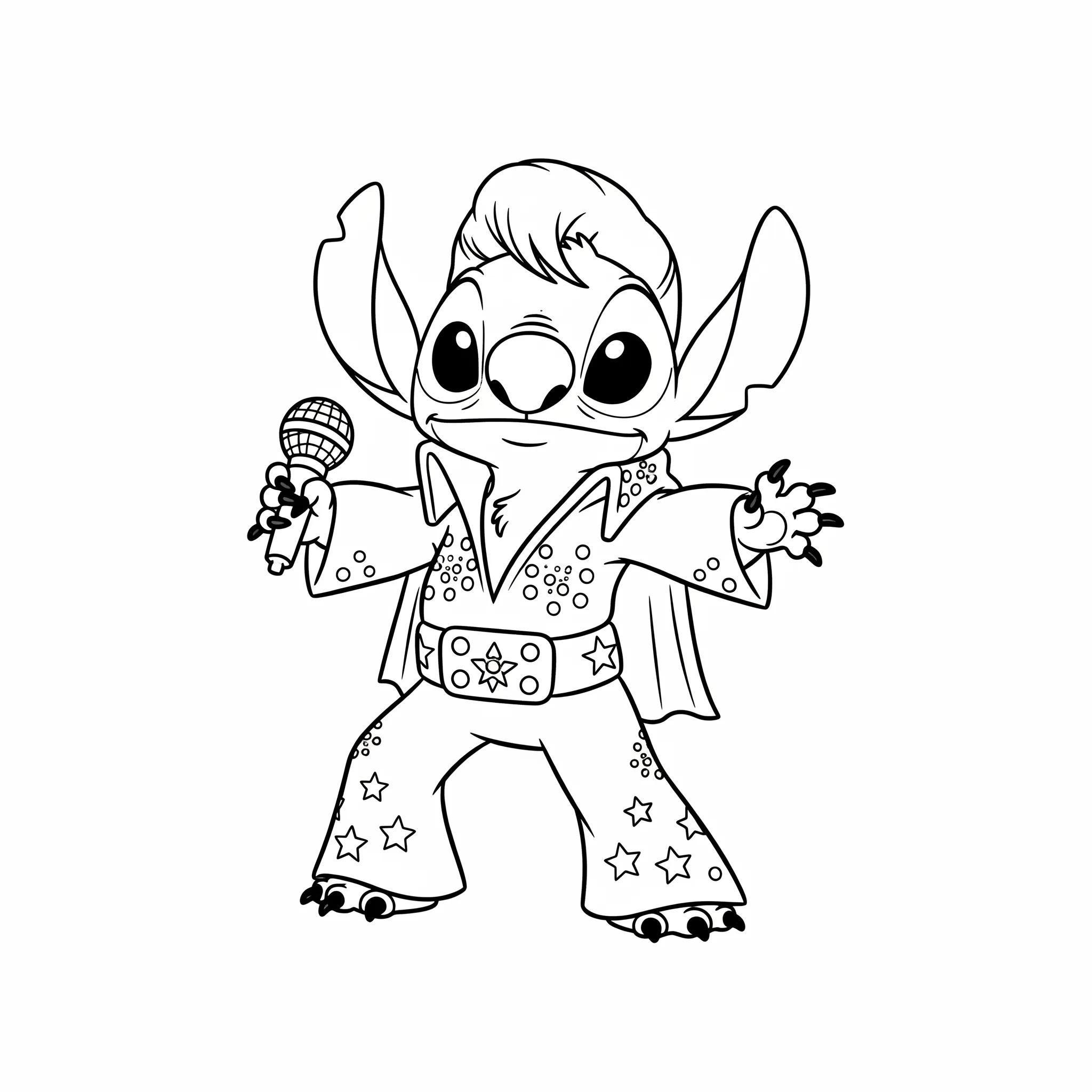 coloriage Stitch déguisé en Elvis pour enfant de 10 ans