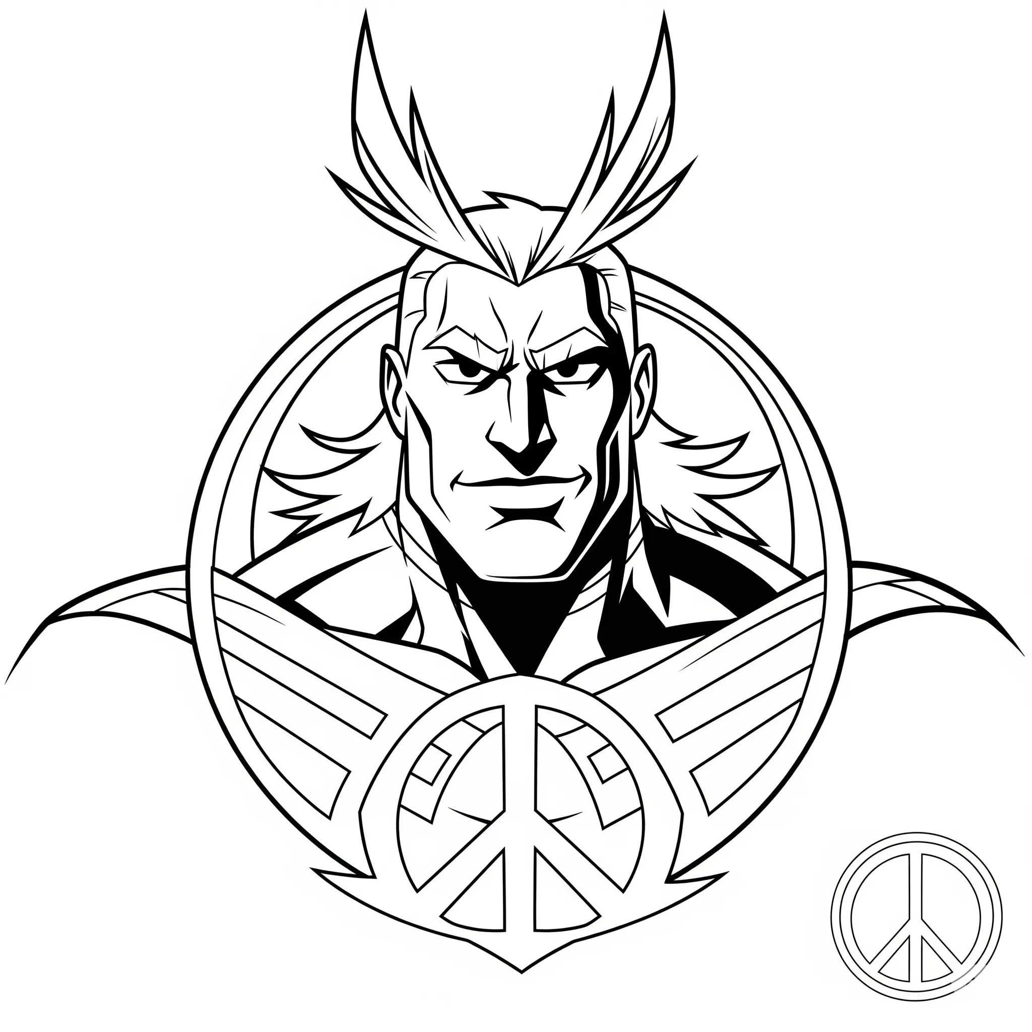 coloriage Symbole de la paix d’All Might a imprimer