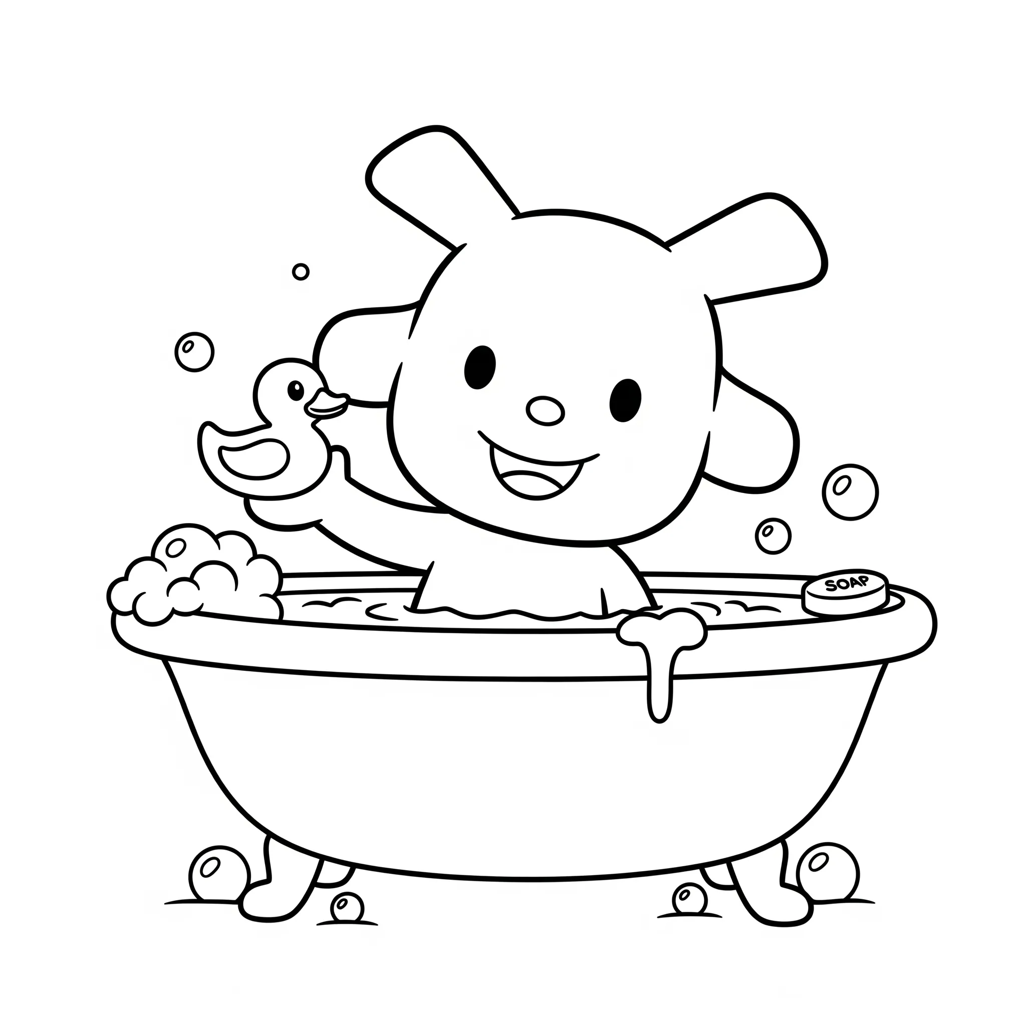 coloriage T’choupi dans le bain à imprimer pour enfant de 12 ans