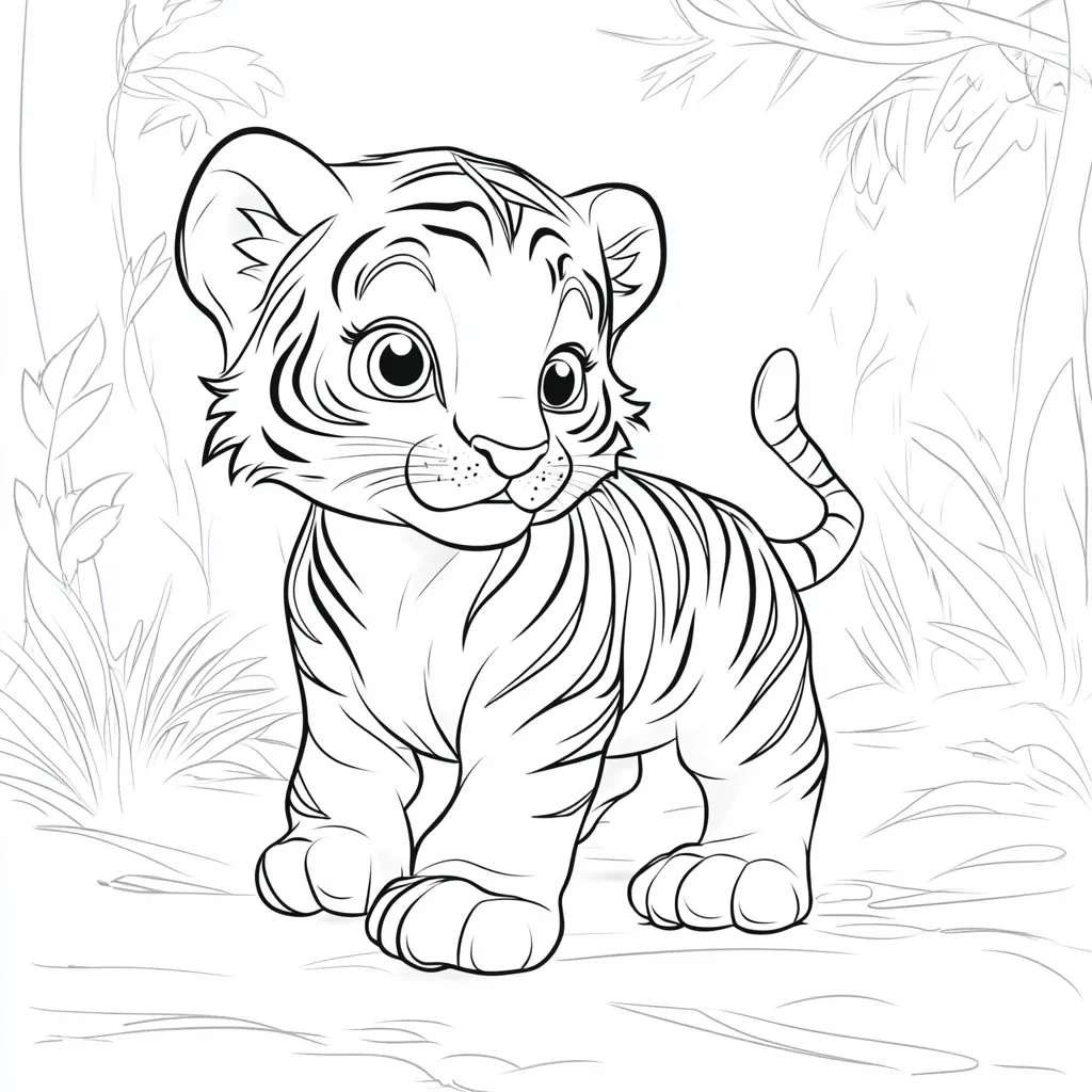 coloriage Tigre à imprimer kawaii