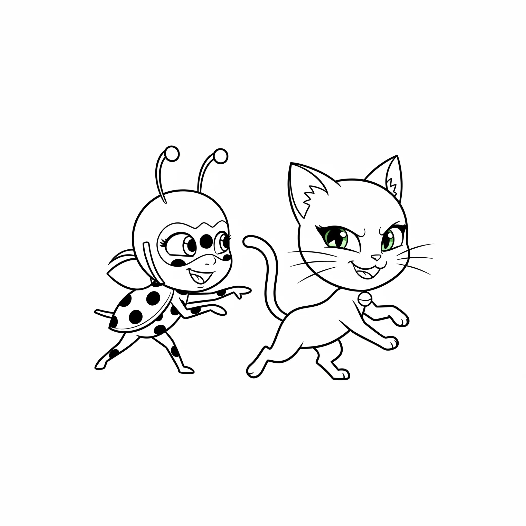 coloriage Tikki et Plagg en Train de Jouer a telecharger