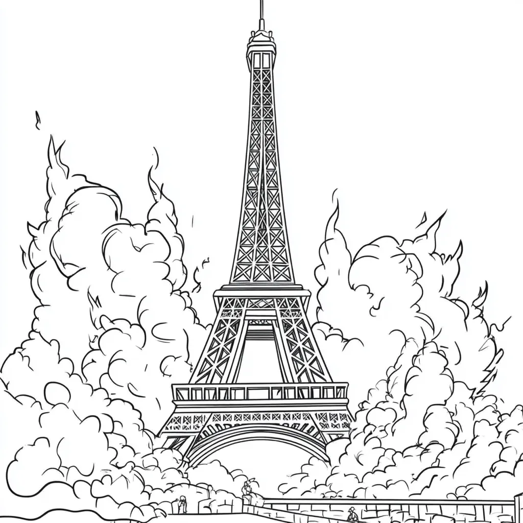 coloriage Tour Eiffel gratuit pour enfants