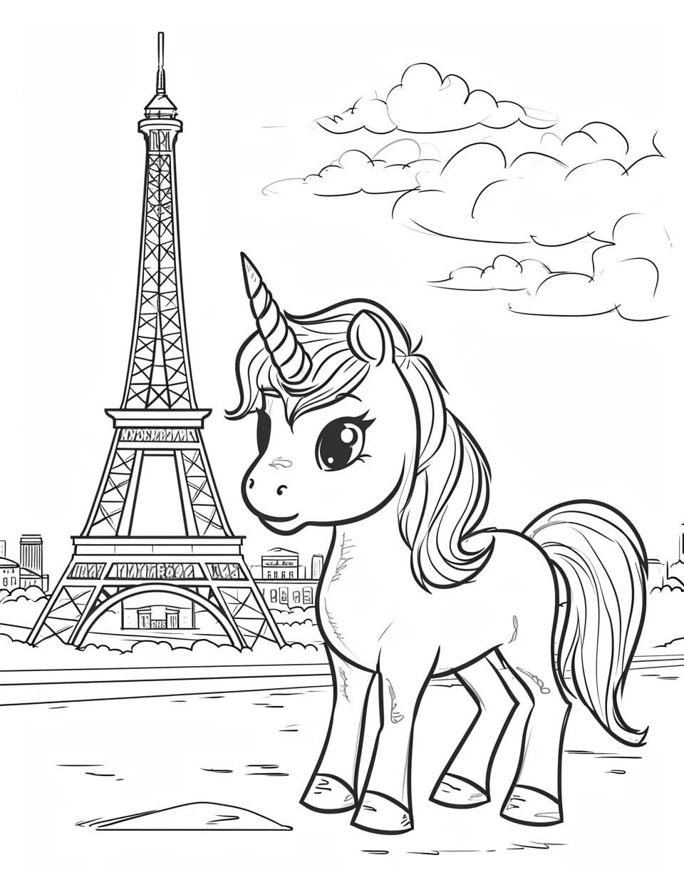 coloriage Tour Eiffel pour enfant a imprimer gratuit