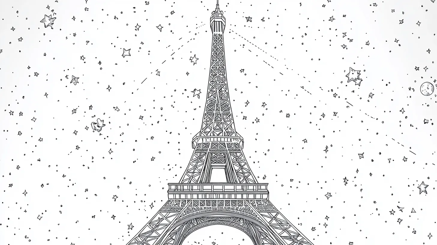 coloriage Tour Eiffel a imprimer pour enfant de 4 ans