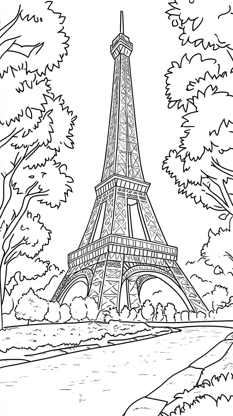 coloriage Tour Eiffel à imprimer pour enfant de 12 ans 1