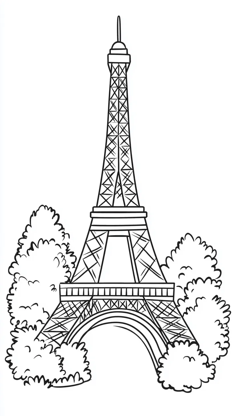 coloriage Tour Eiffel à imprimer pour enfant de 6 ans