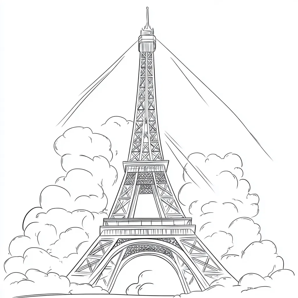 coloriage Tour Eiffel pour enfants à imprimer