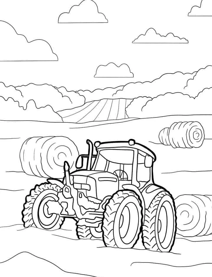 coloriage Tracteur et découpage à imprimer