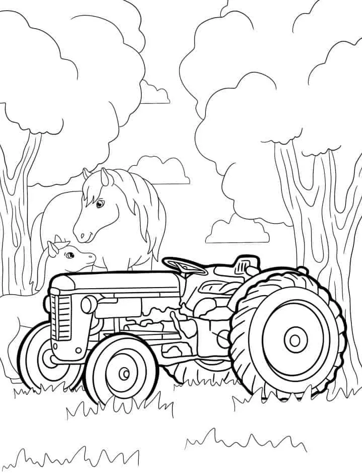 coloriage Tracteur et découpage à imprimer 1