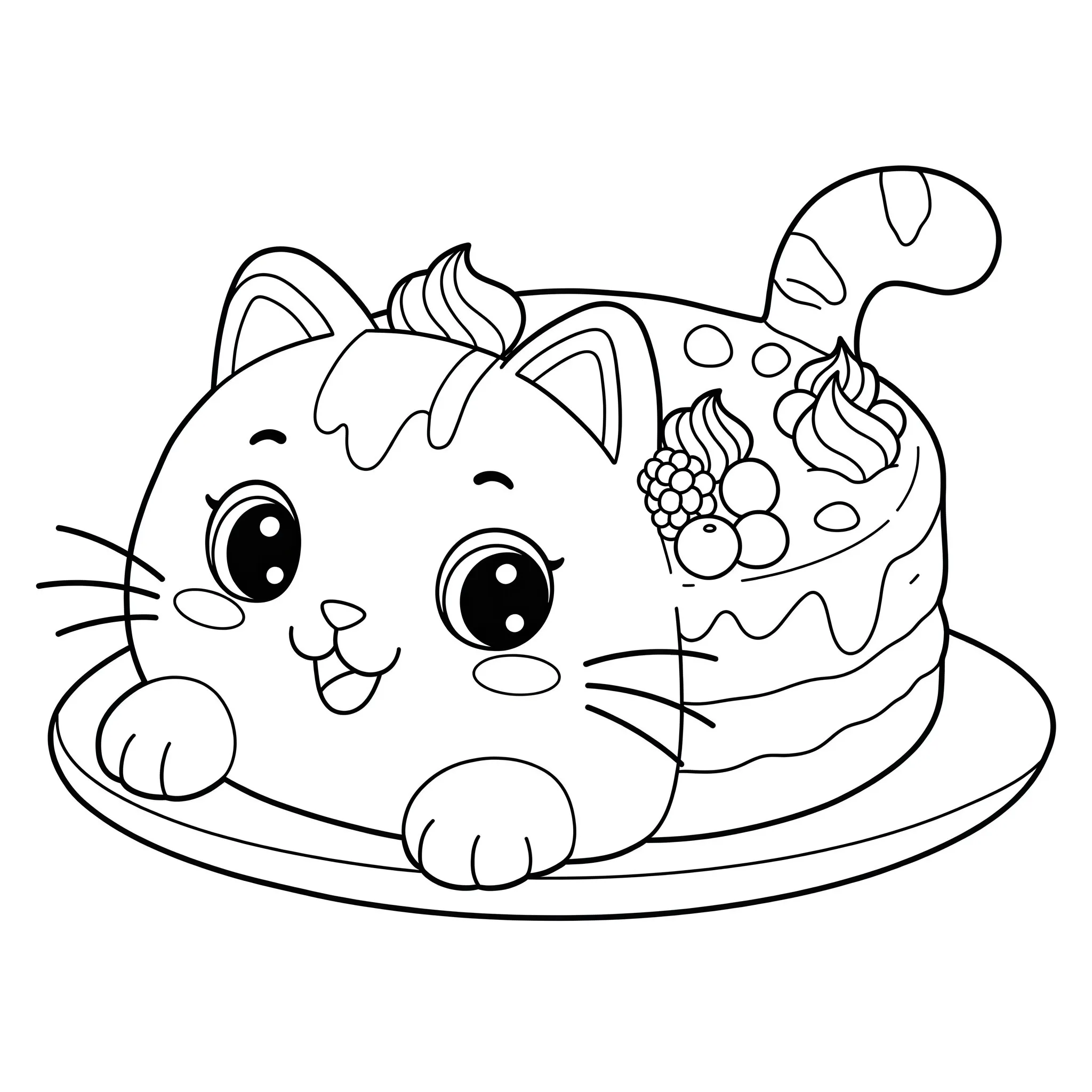 coloriage Un Chat Tastique Gâteau pour enfant de 8 ans