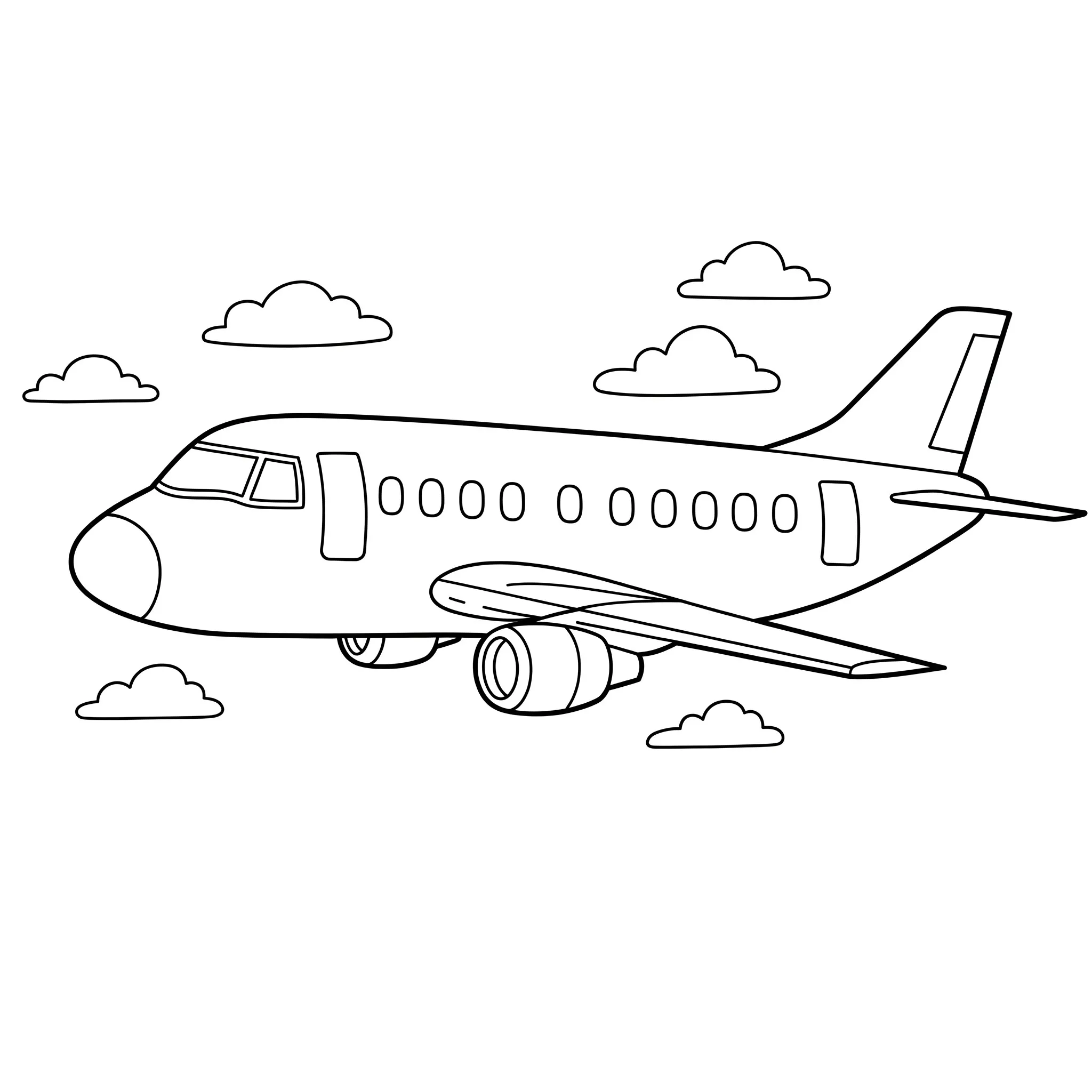 coloriage Un avion de ligne simple à imprimer gratuitement pdf