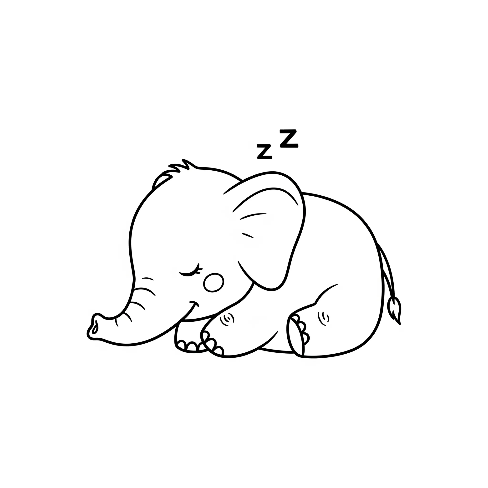 coloriage Un bébé éléphant dort en ligne