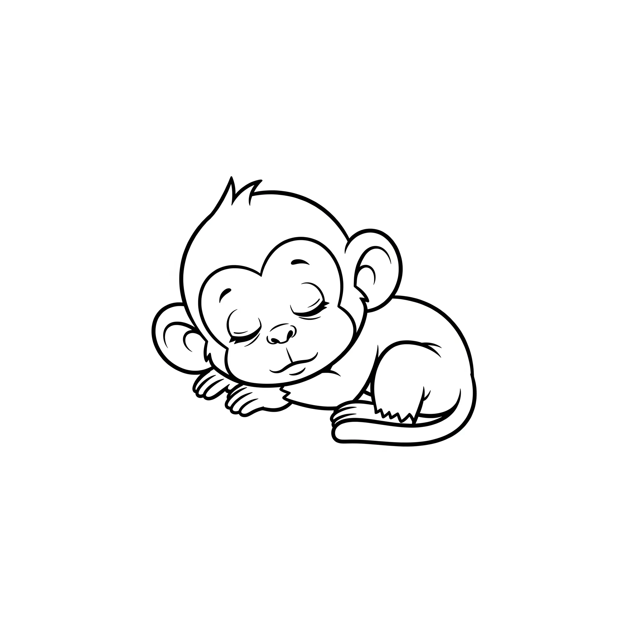 coloriage Un bébé singe dormant gratuit