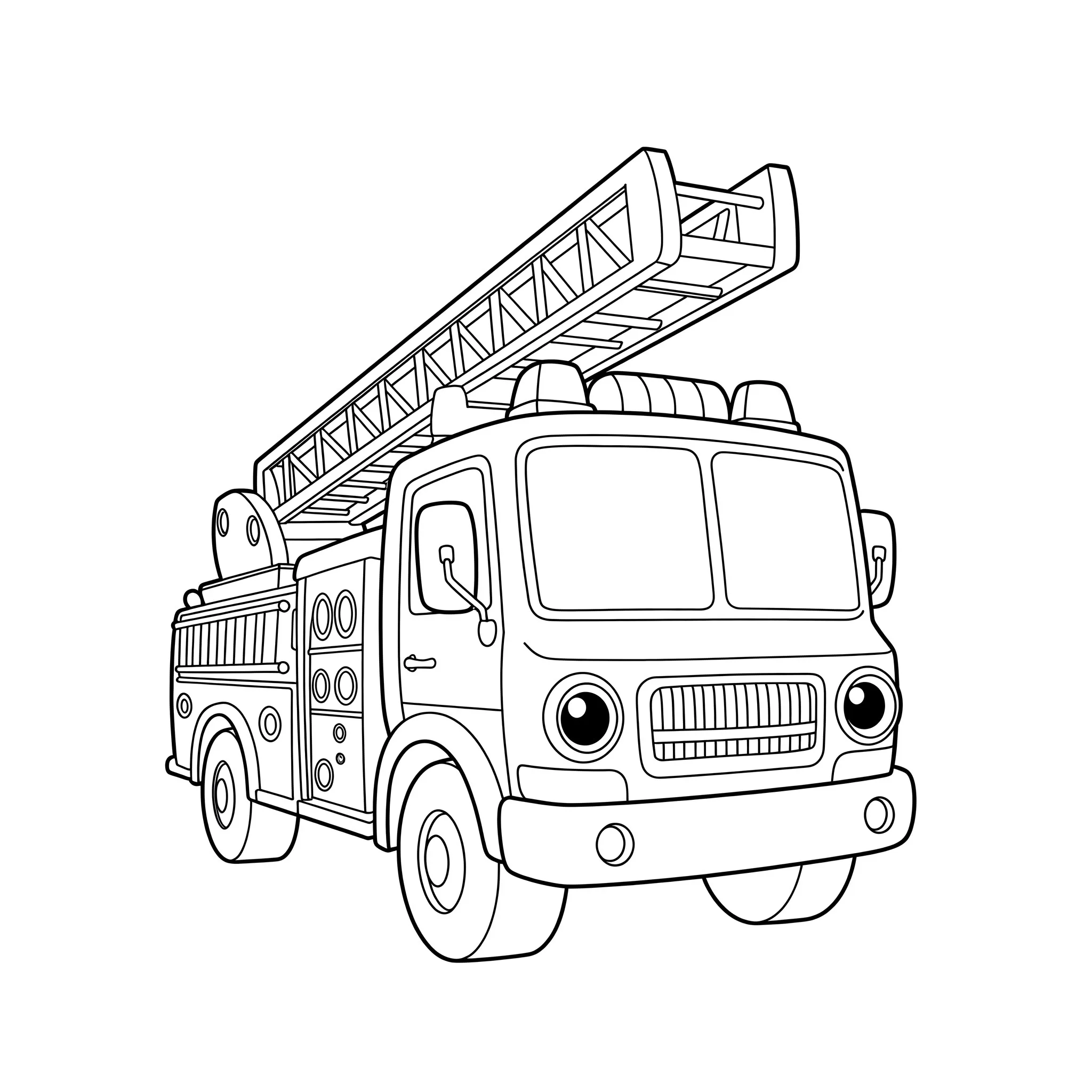 coloriage Un camion de pompier de face pour enfant