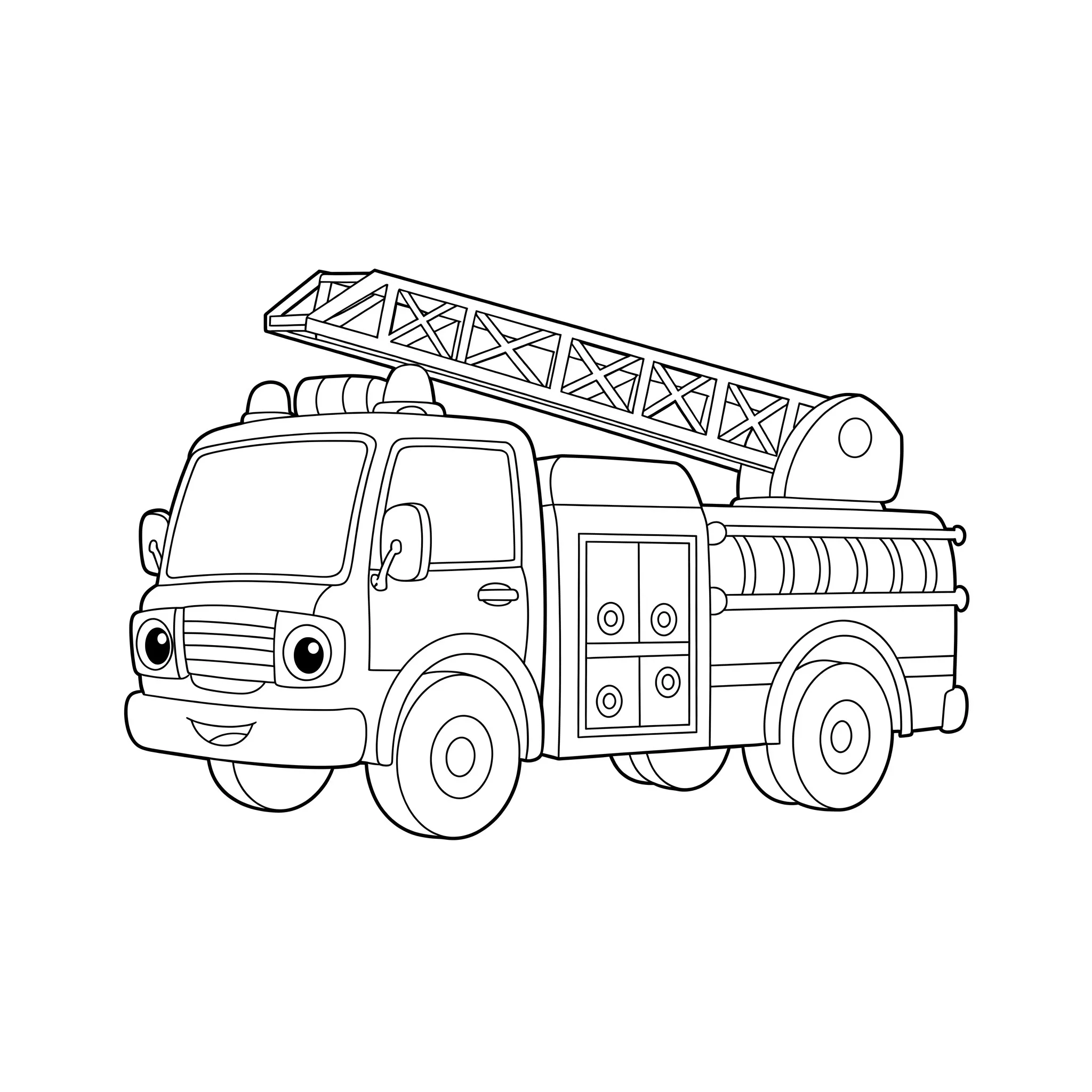 coloriage Un camion de pompier de profil pour enfant de 6 ans