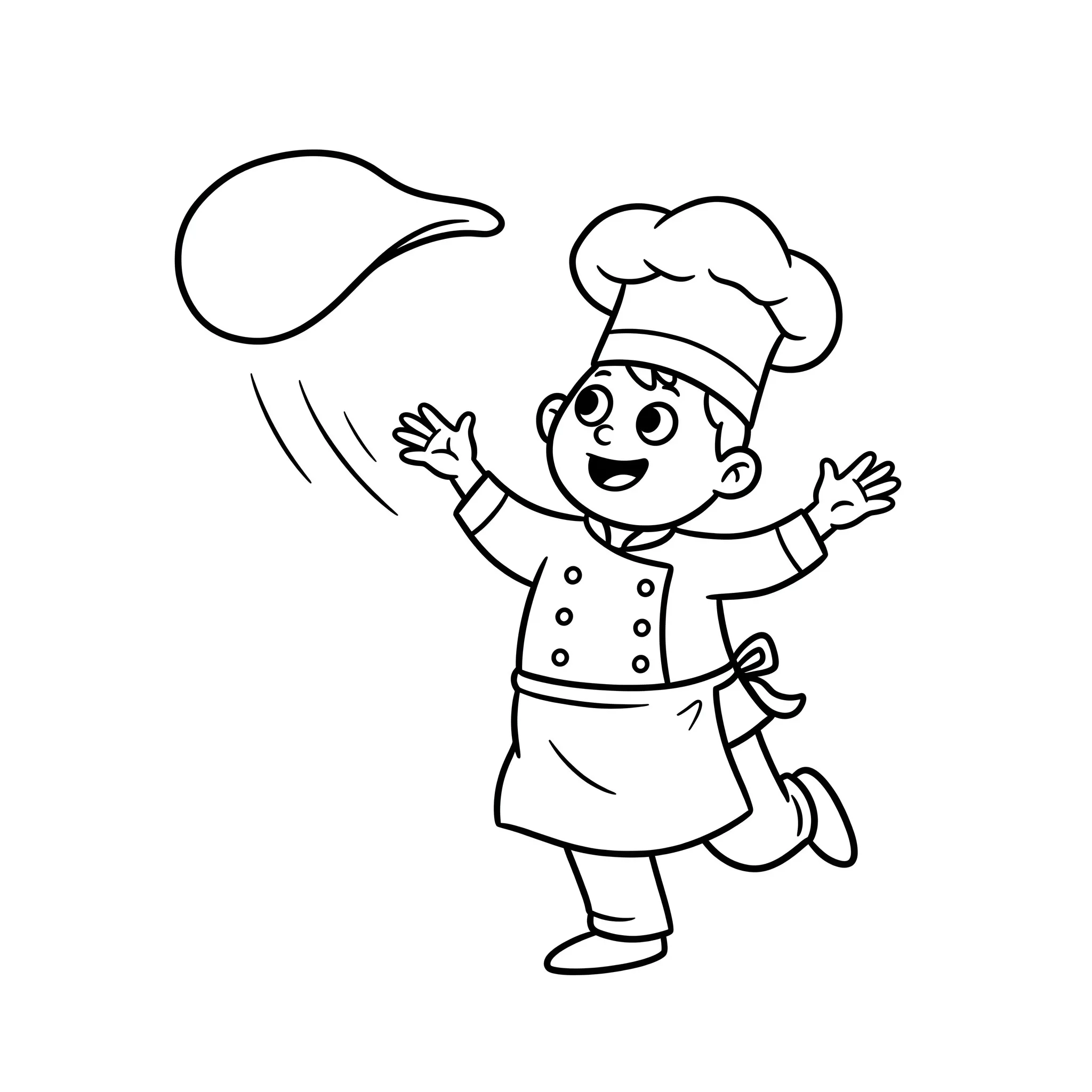 coloriage Un chef cuisinier qui lance une pâte à pizza à imprimer pour enfant de 8 ans