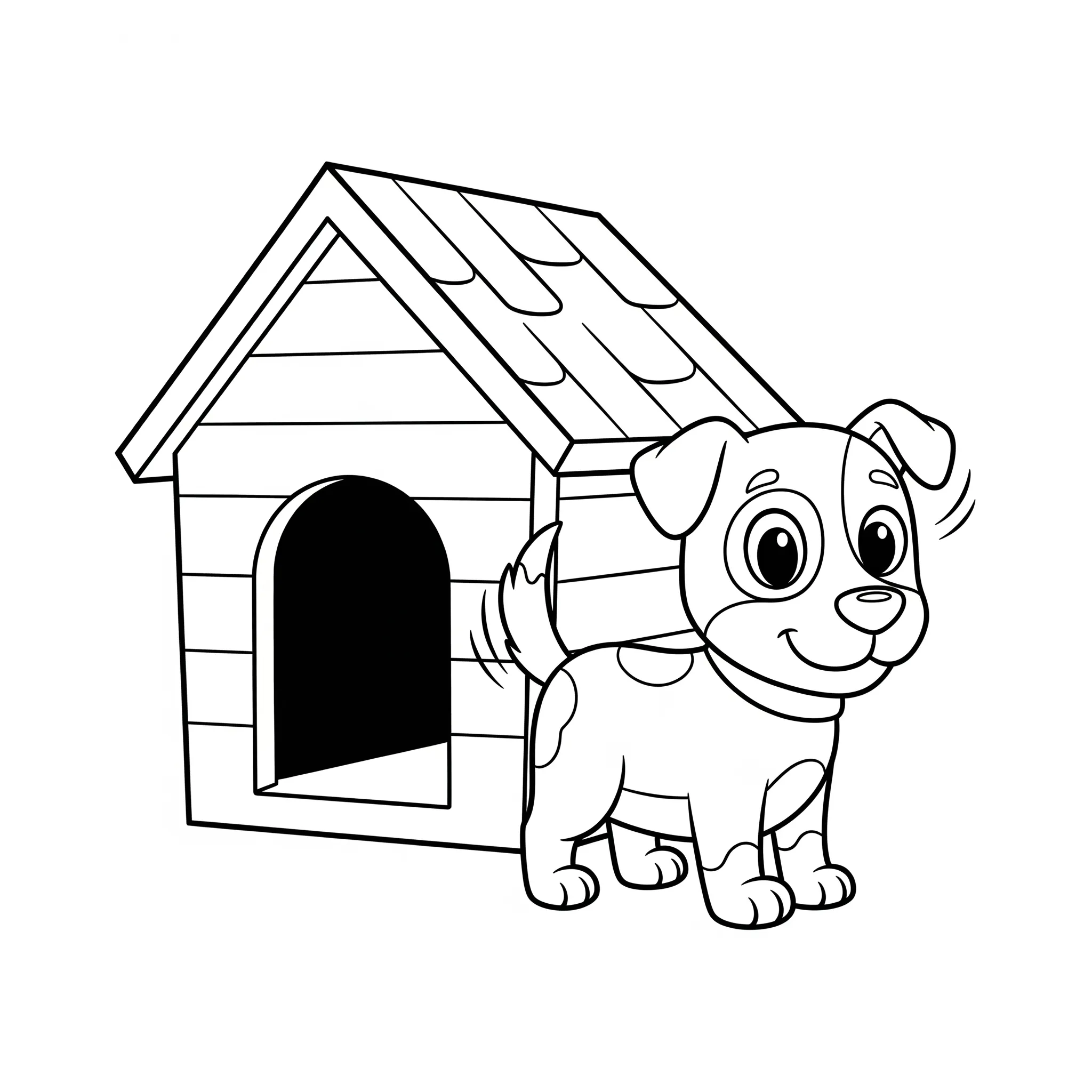 a imprimer coloriage Un chien avec sa niche gratuit