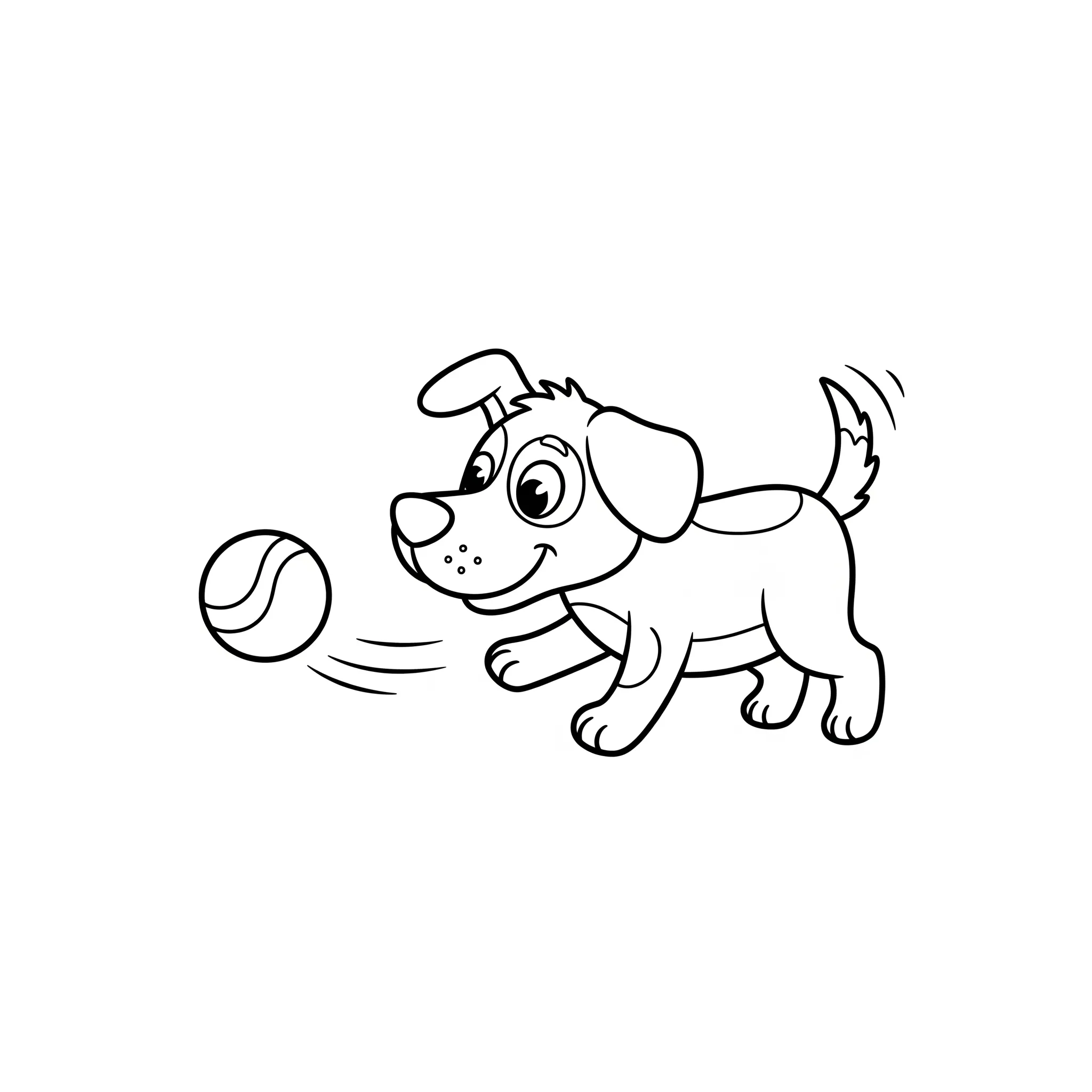 coloriage Un chien jouant avec une balle à imprimer pour enfant de 10 ans