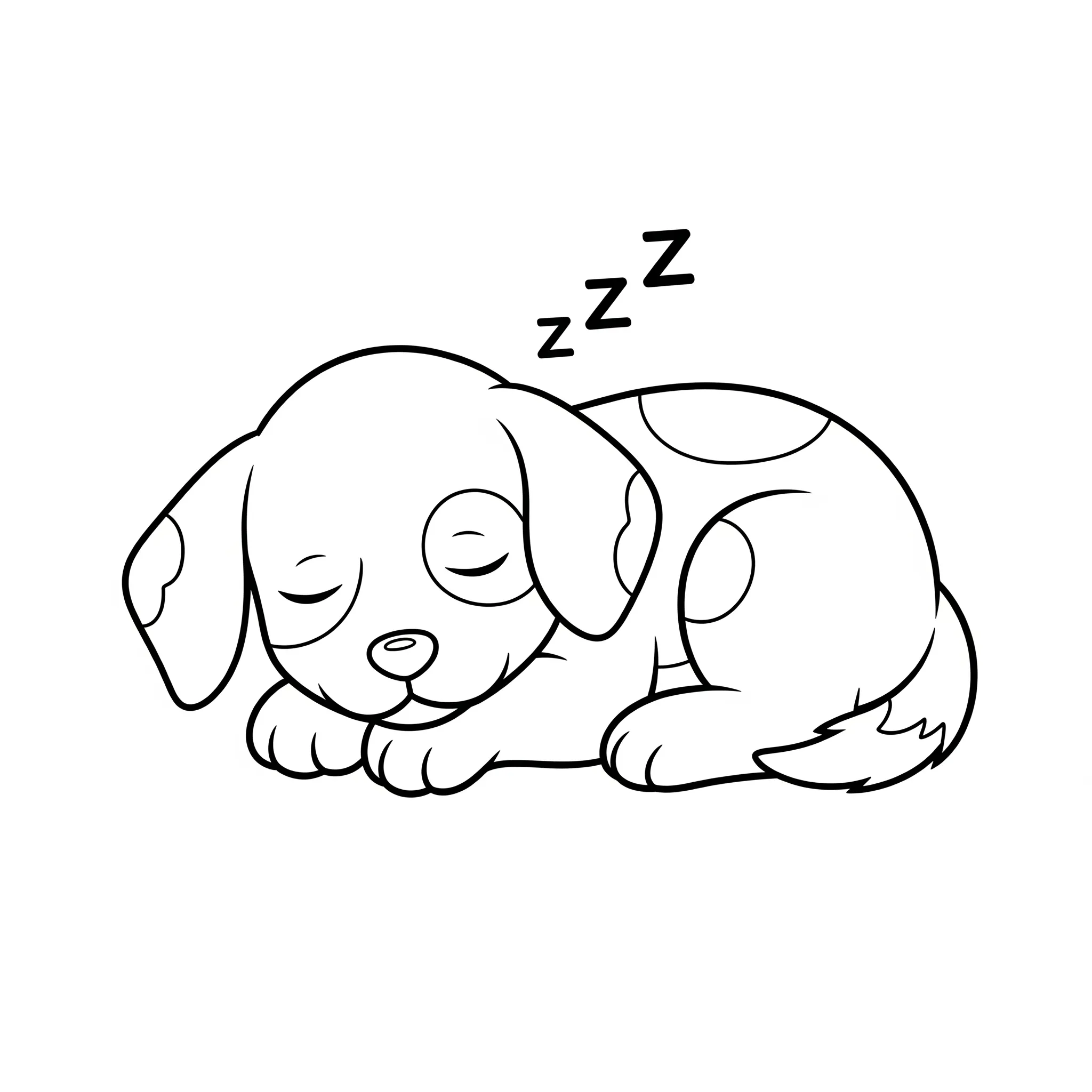 image pour coloriage Un chiot endormi enfant