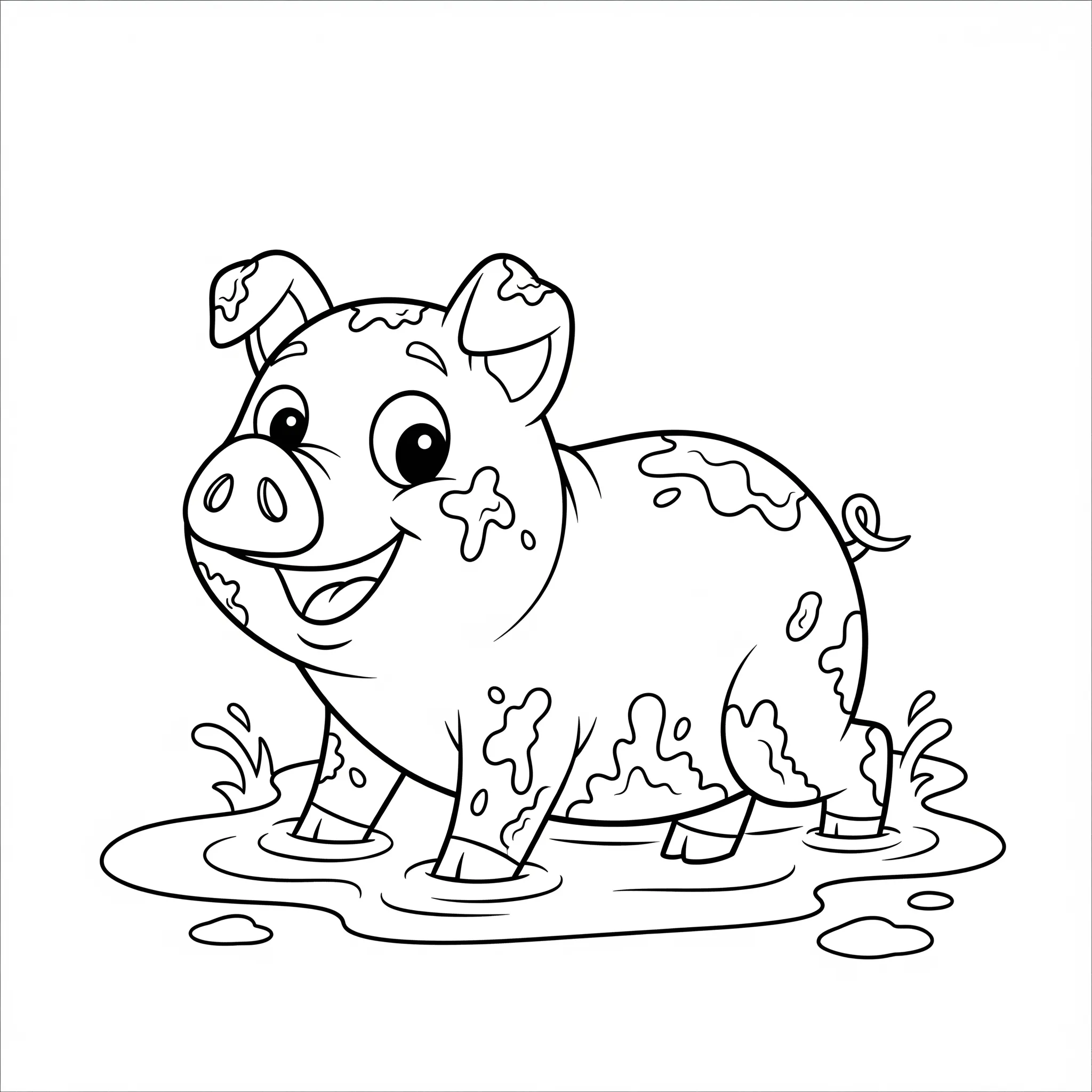 image pour coloriage Un cochon dans la boue] enfant