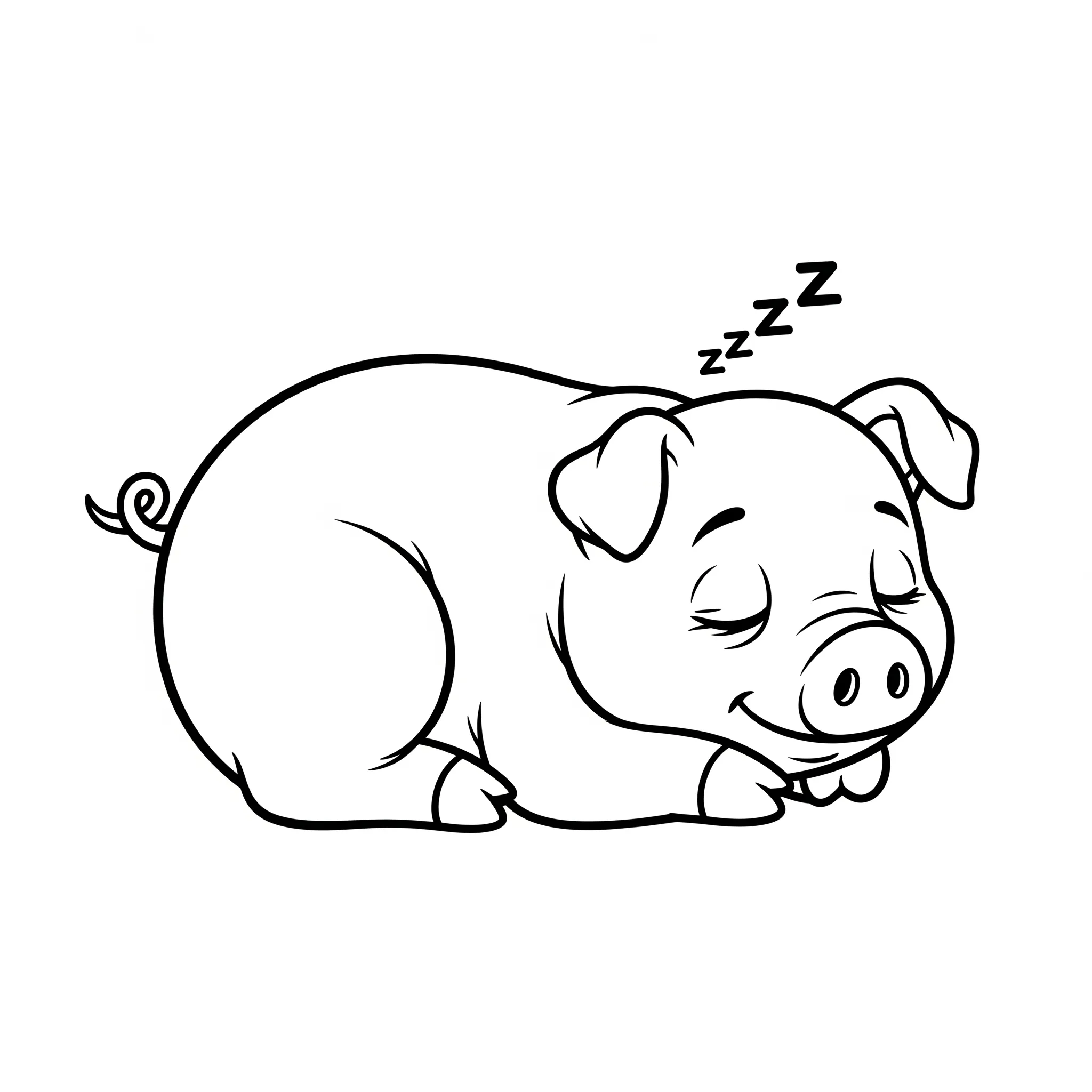 coloriage Un cochon qui dort à imprimer gratuitement