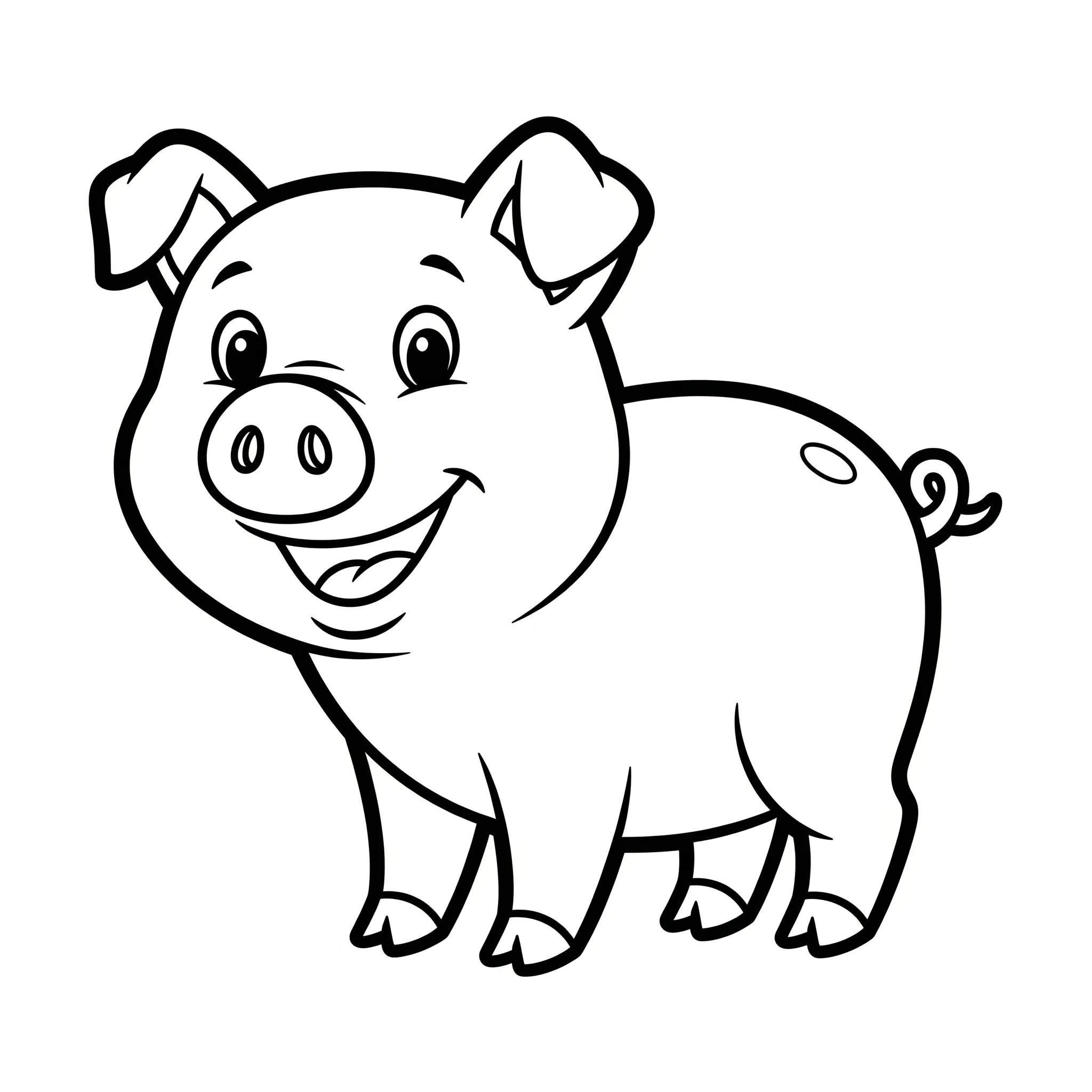 coloriage Un cochon qui sourit à imprimer pour enfant de 3 ans