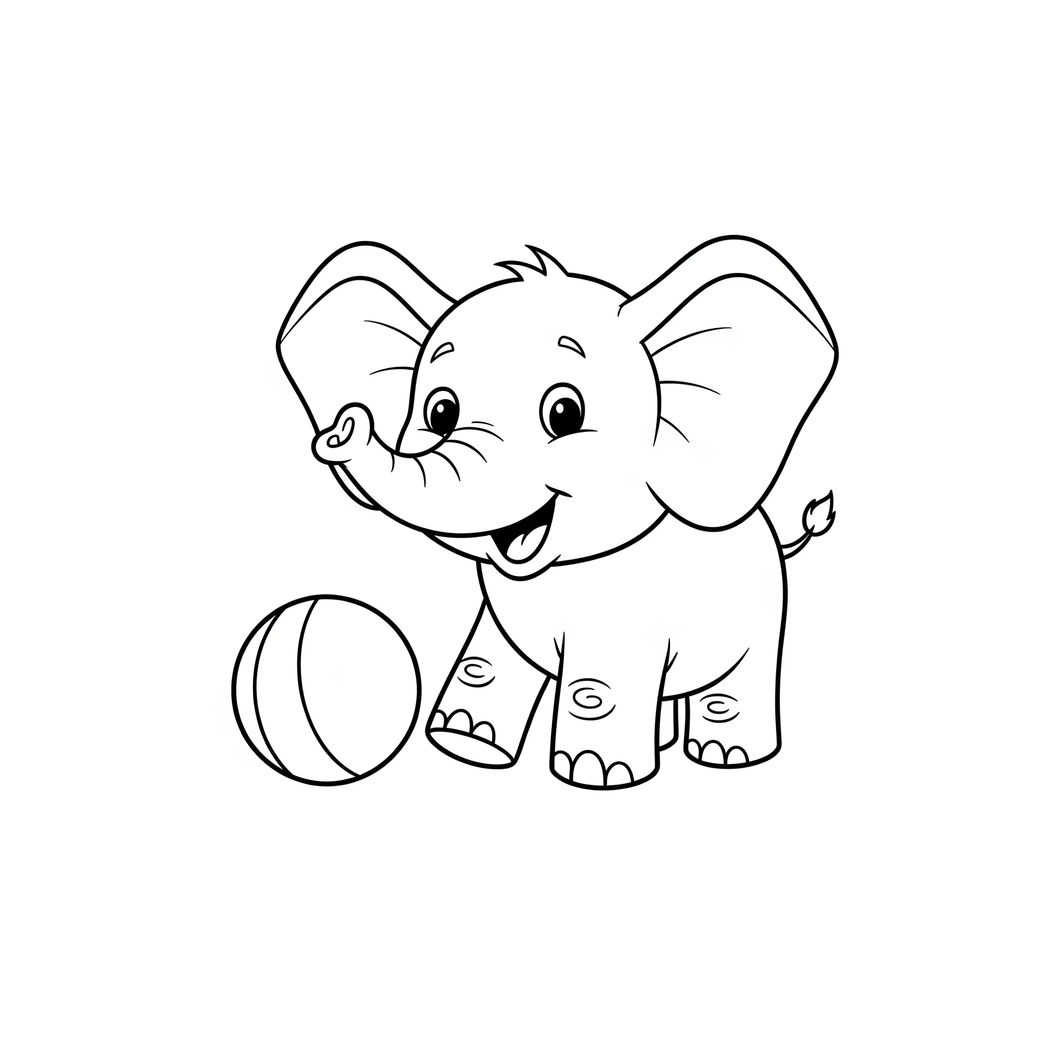 coloriage Un éléphant joue avec un ballon à imprimer a4