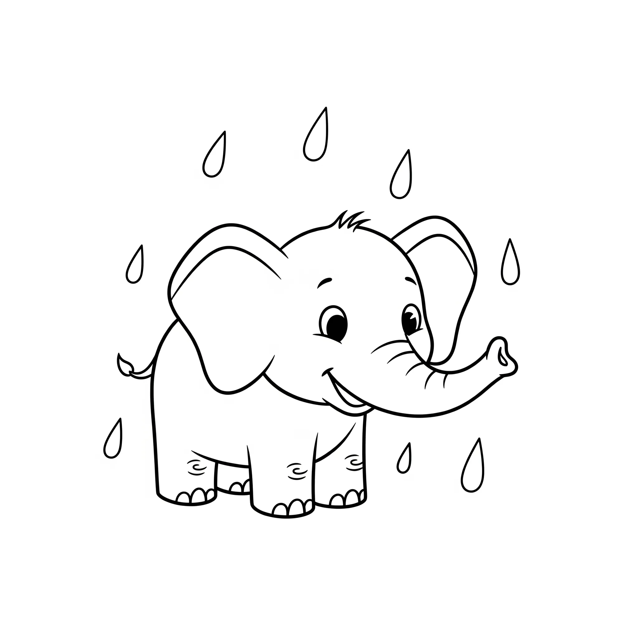 coloriage Un éléphant sous la pluie à imprimer pour enfant de 9 ans