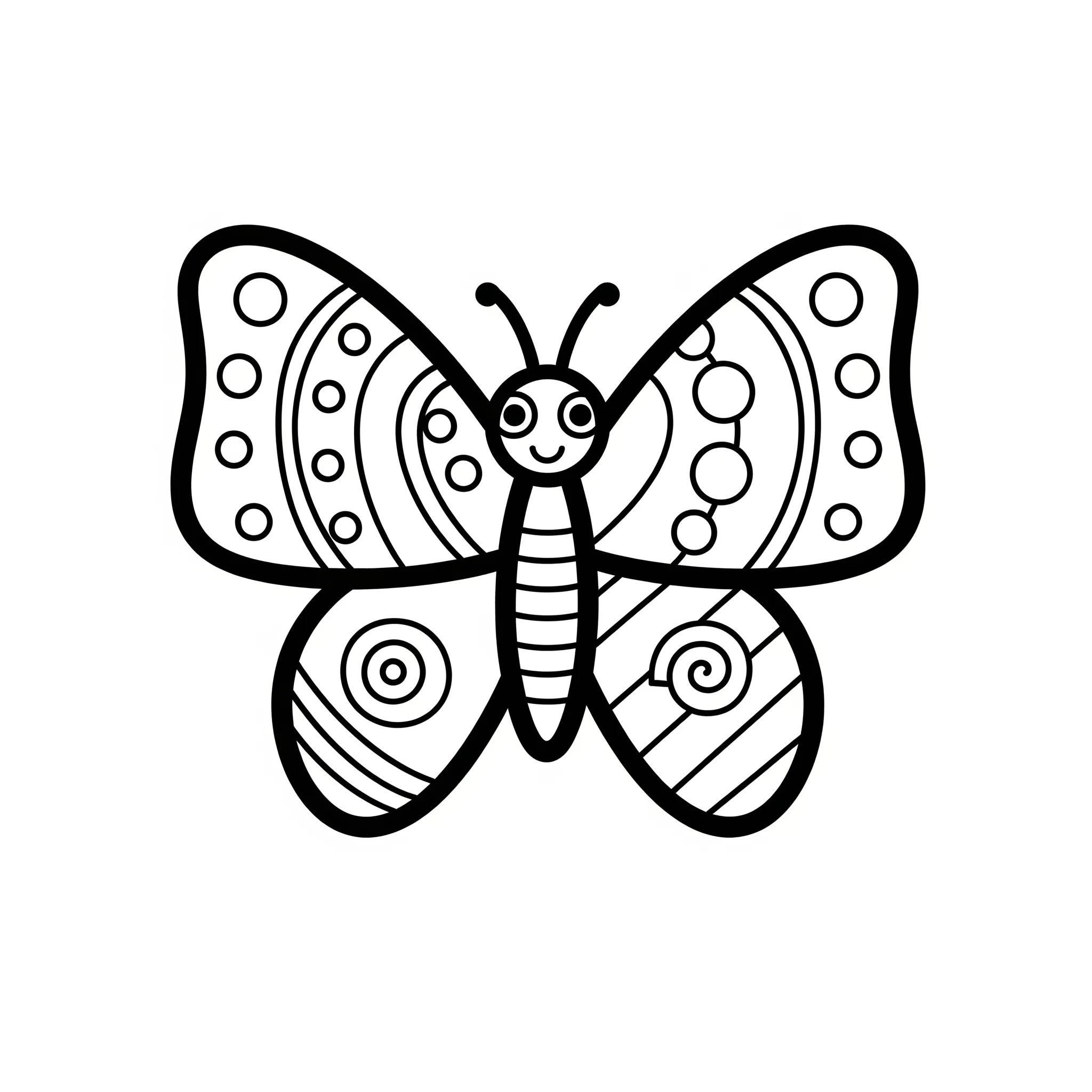 coloriage Un papillon avec des motifs simples pour enfant de 4 ans