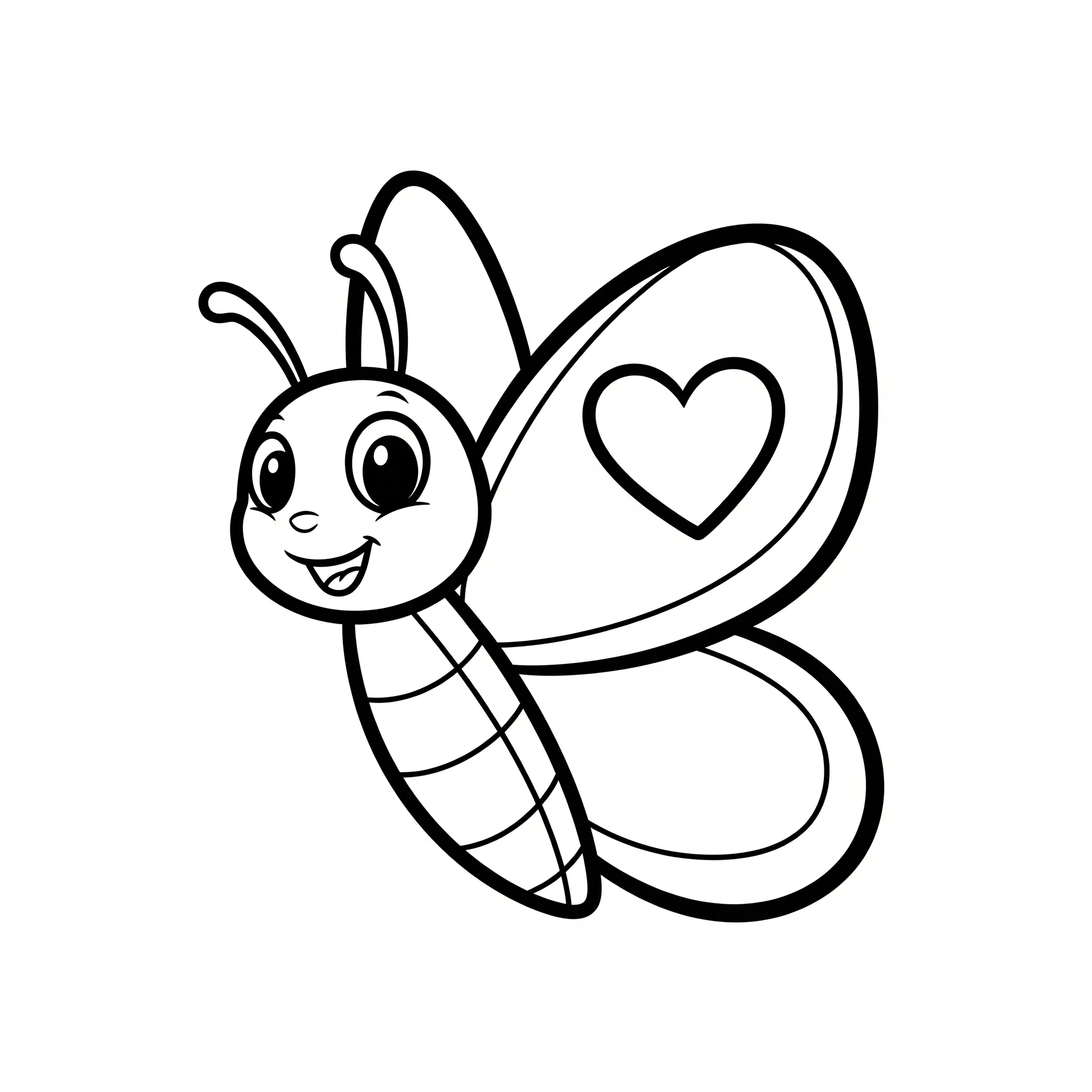 coloriage Un papillon avec un cœur et découpage à imprimer