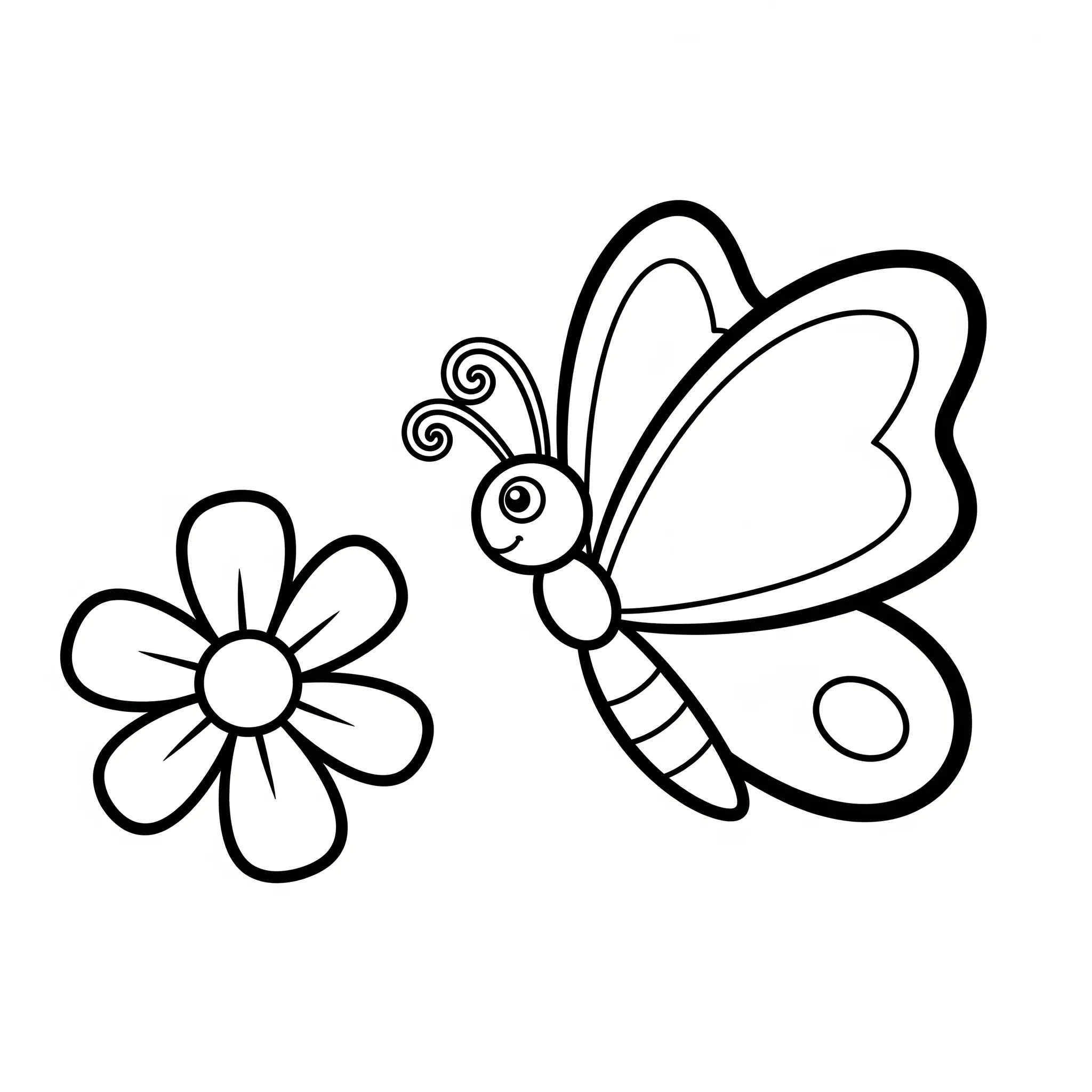 coloriage Un papillon et une fleur et dessins