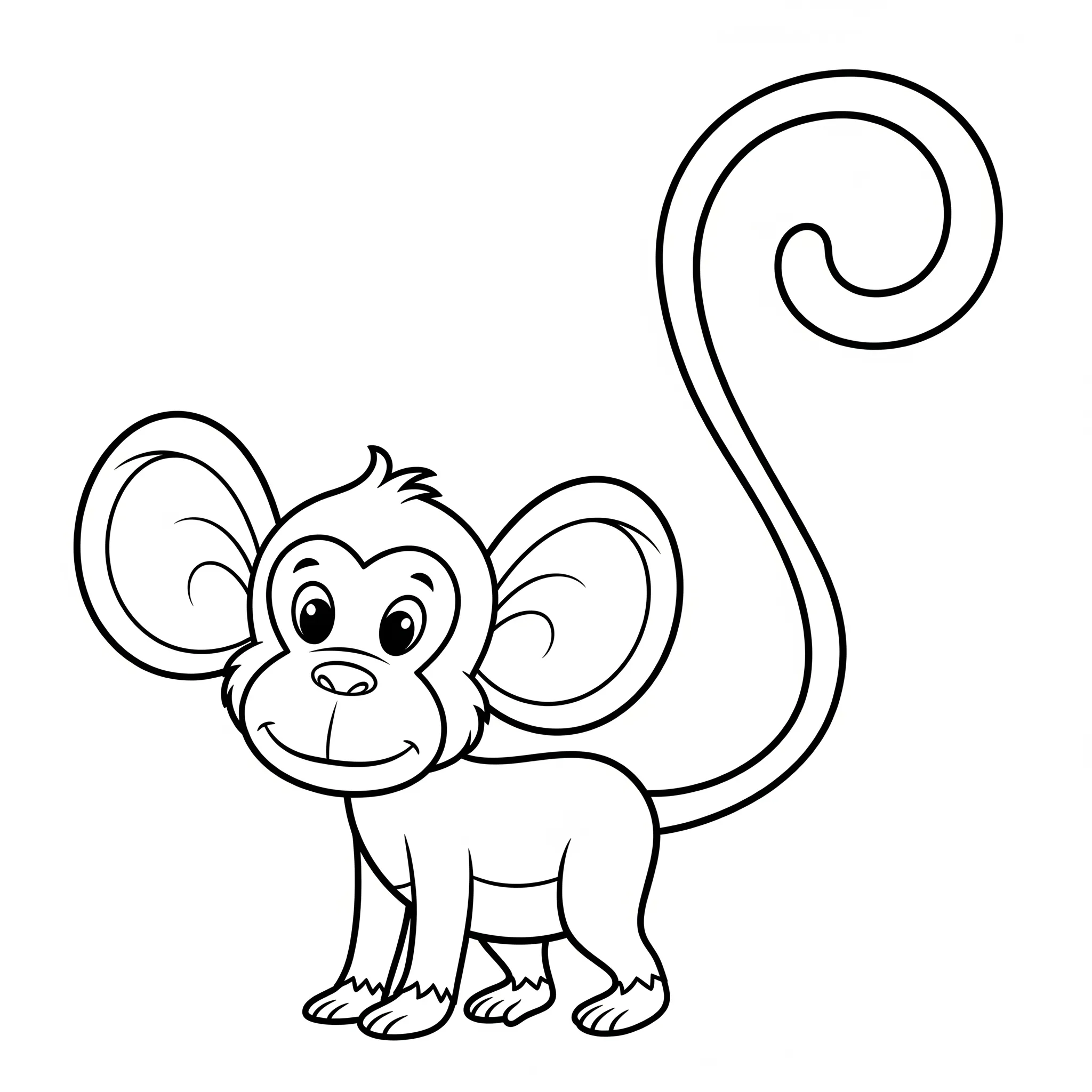 coloriage Un singe avec de grandes oreilles et une longue queue à imprimer pdf