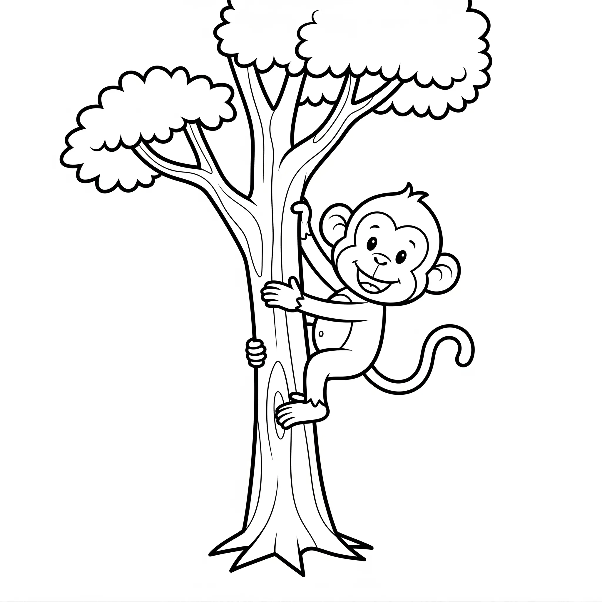 coloriage Un singe grimpant à un arbre a telecharger
