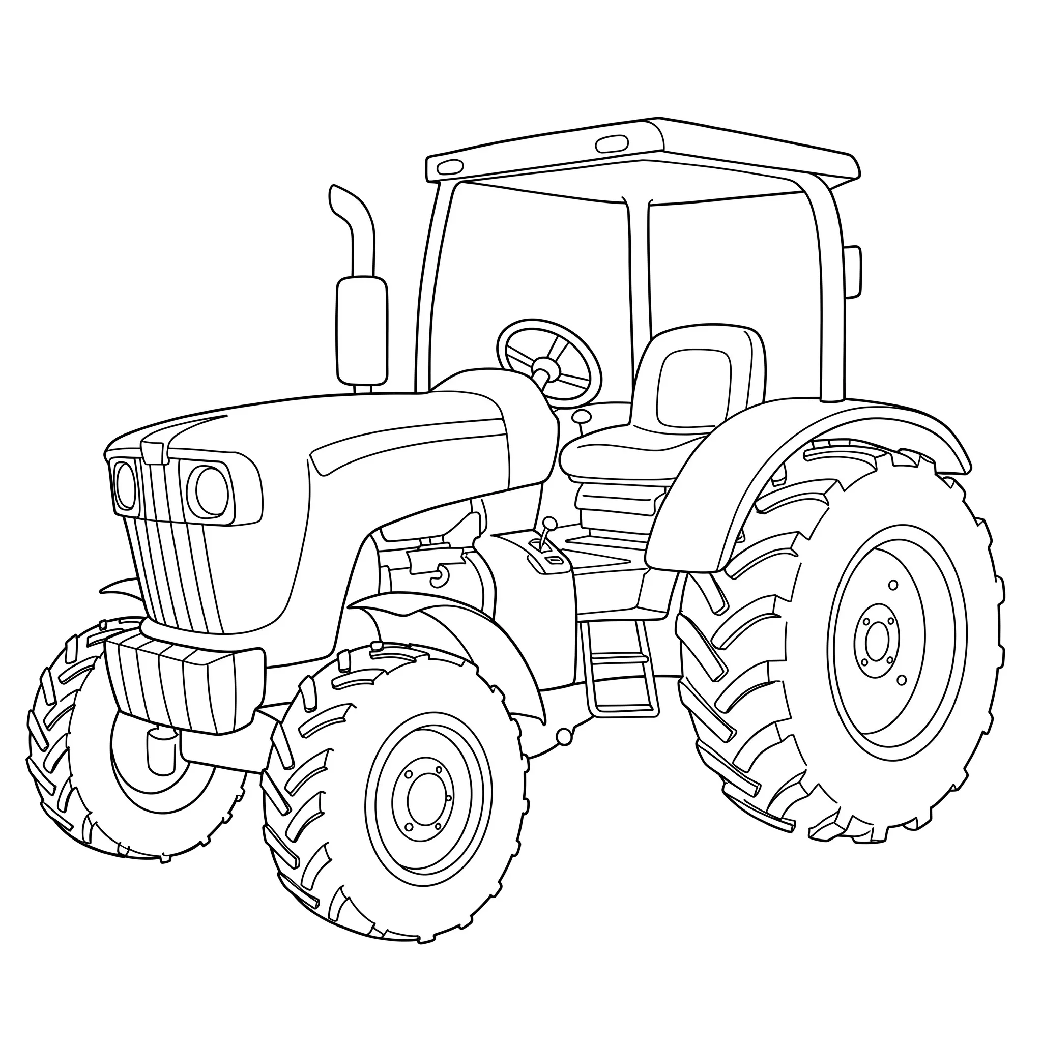 coloriage Un tracteur avec un grand volant et un siège et dessin a imprimer